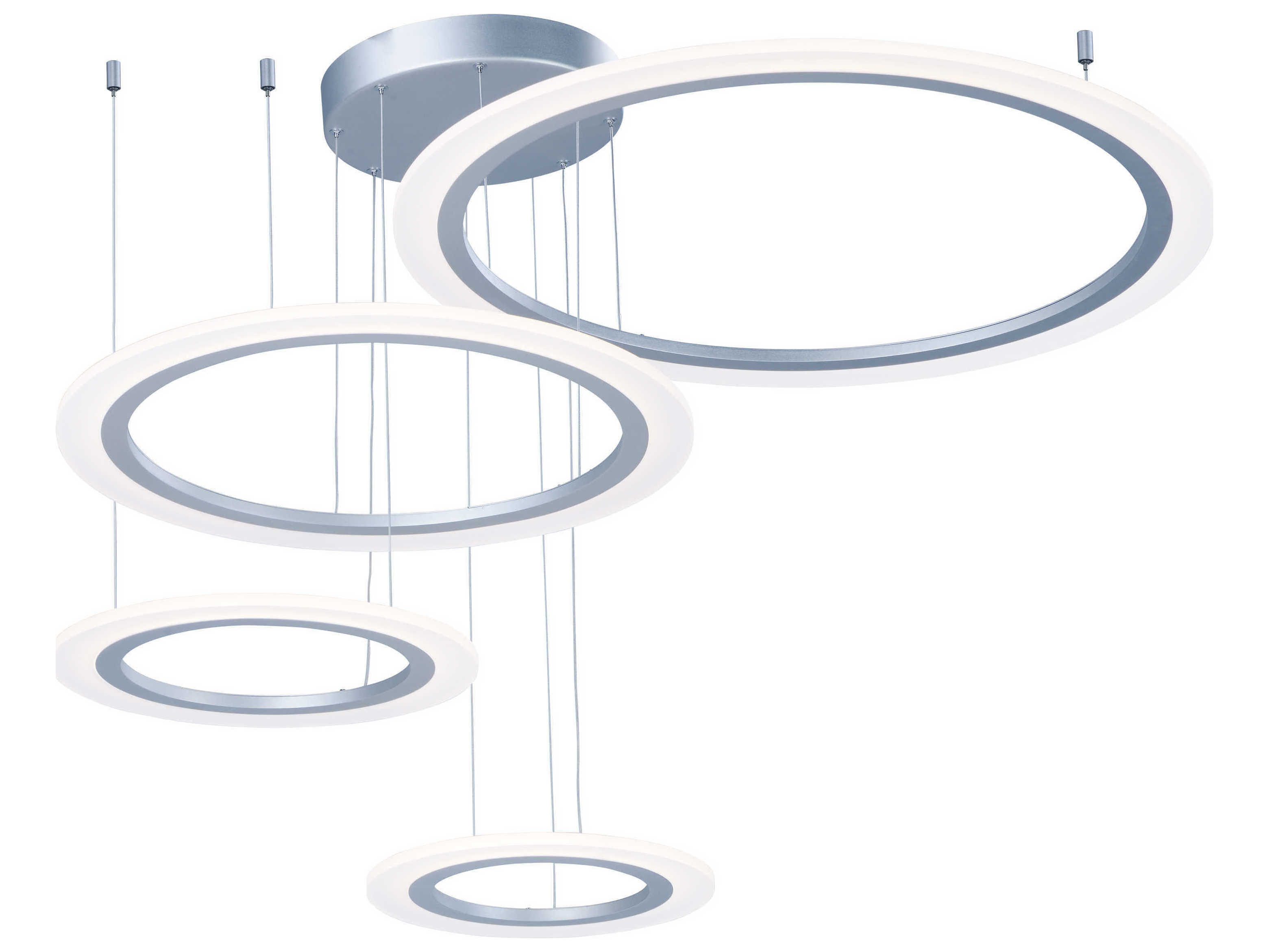 ET2 Saturn Ii Led 4-Light Matte Silver Glass LED Round Tiered Pendant