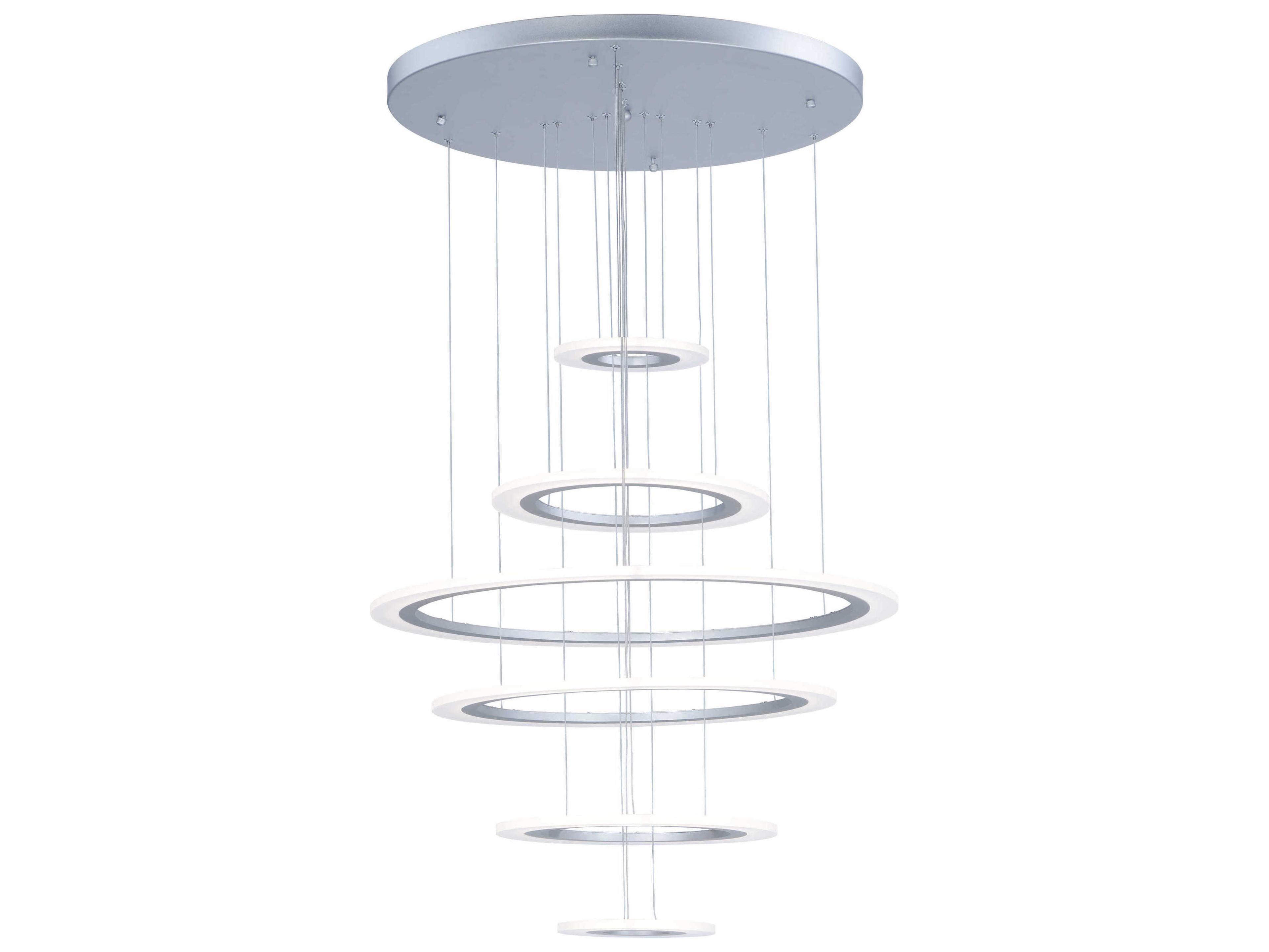 ET2 Saturn Ii Led 6-Light Matte Silver Glass LED Round Tiered Pendant