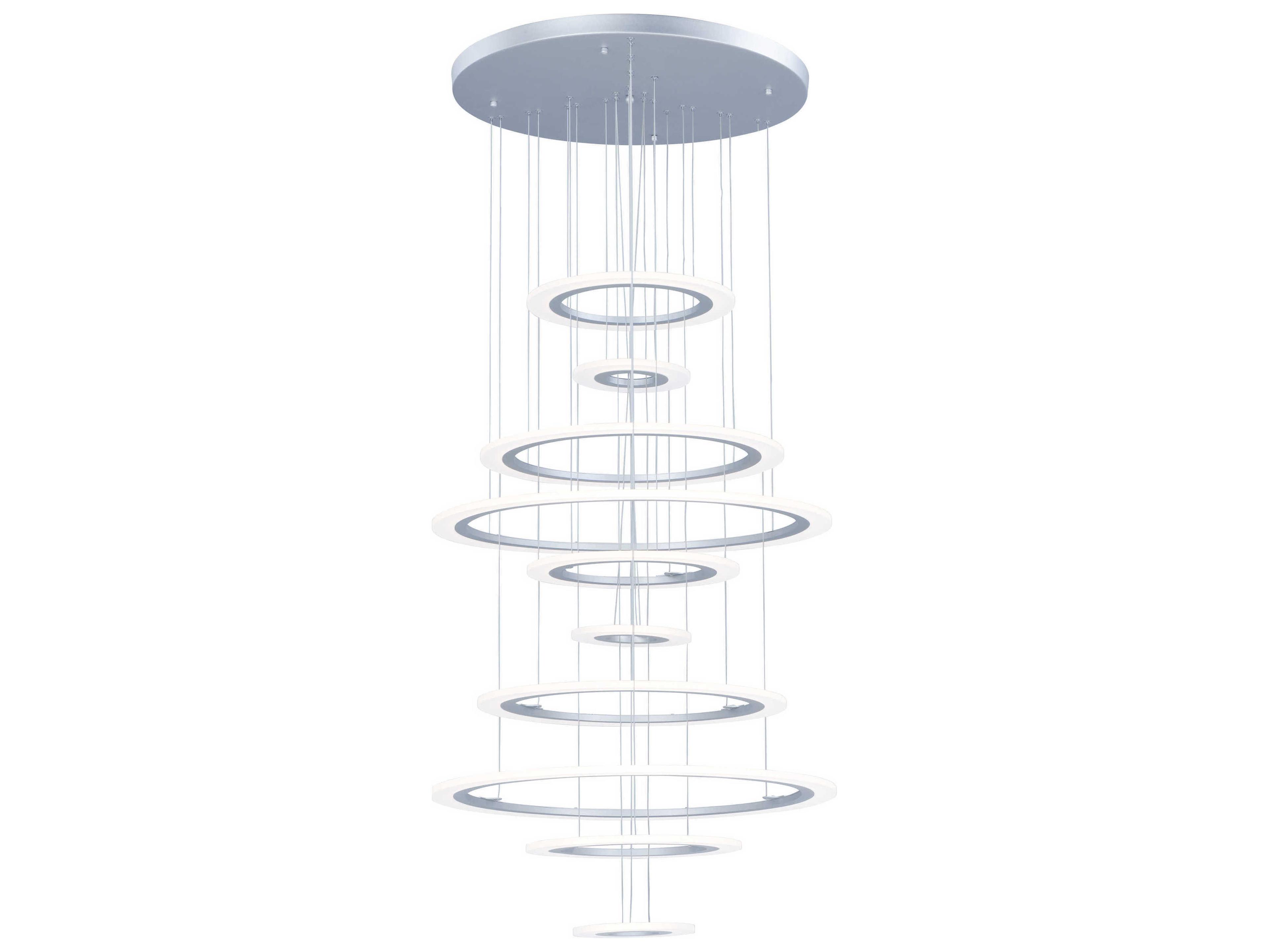 ET2 Saturn Ii Led 1-Light Matte Silver Glass LED Round Tiered Pendant