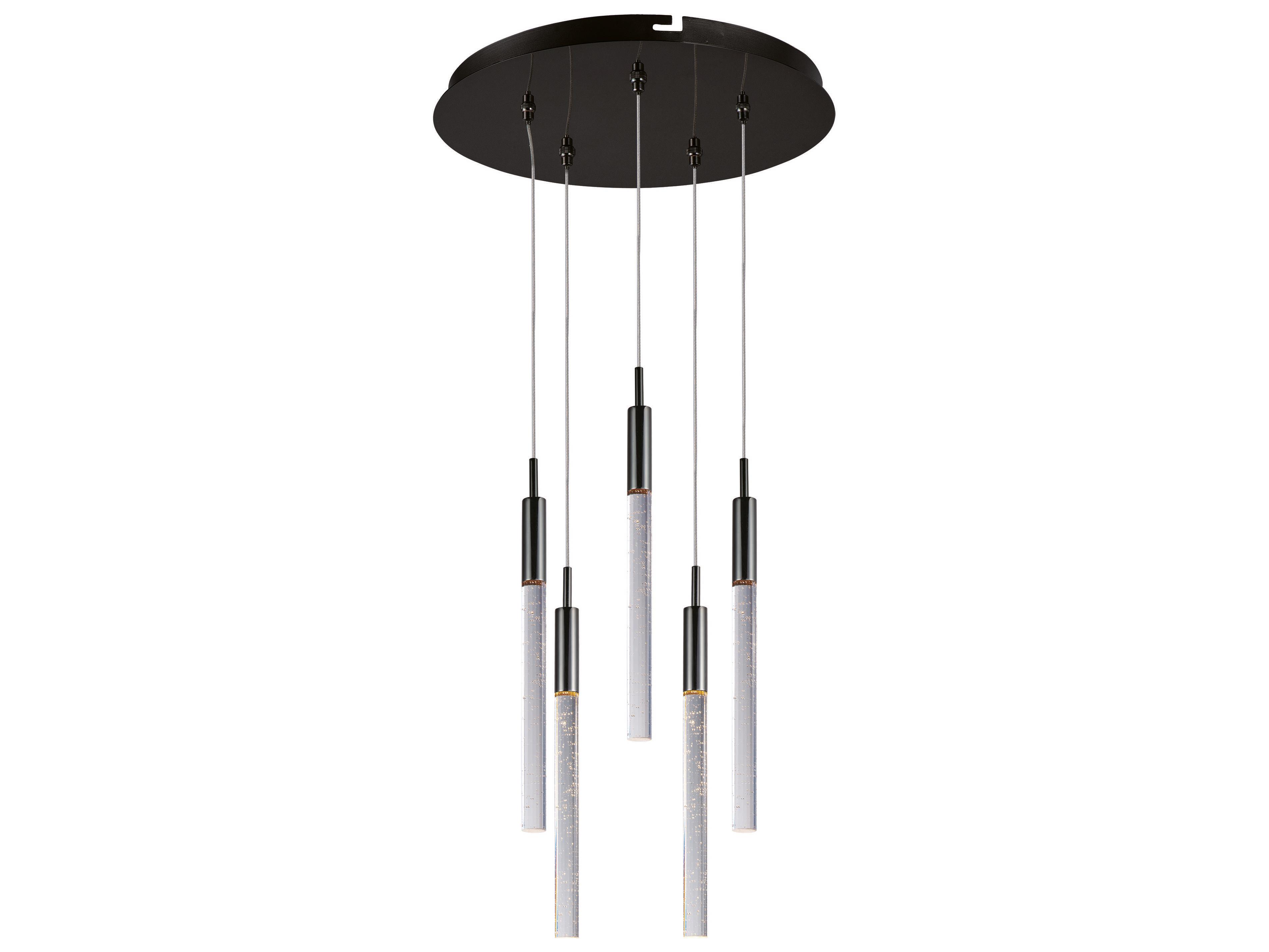 ET2 Scepter 5-Light Black Chrome Glass LED Cylinder Tiered Pendant