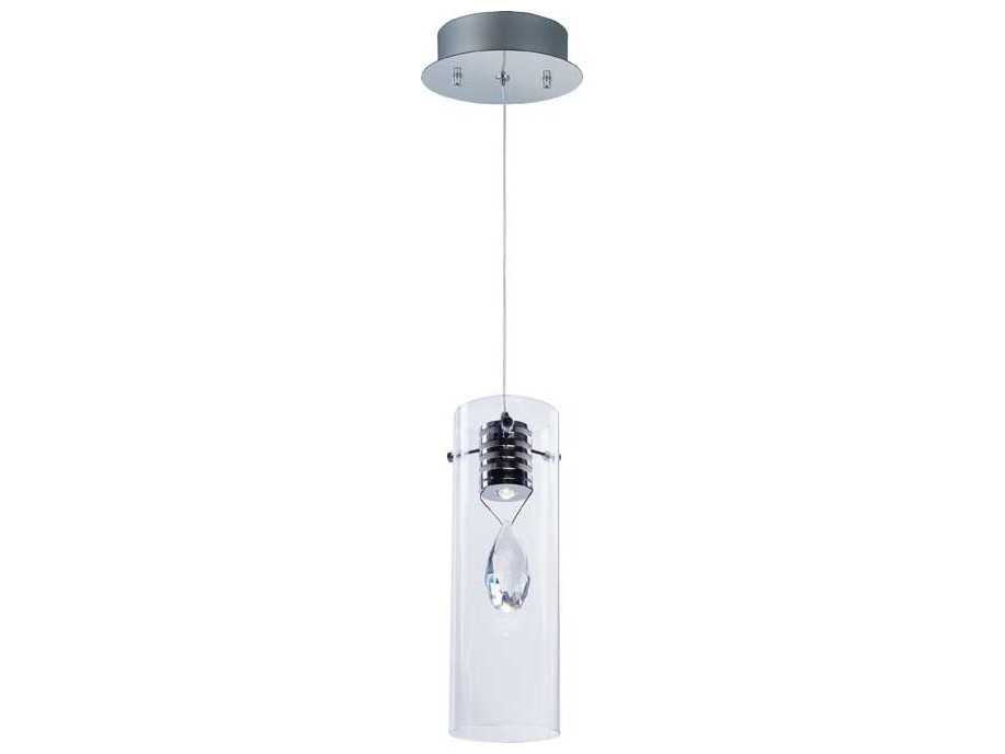 ET2 1-Light Polished Chrome Glass LED Cylinder Mini Pendant