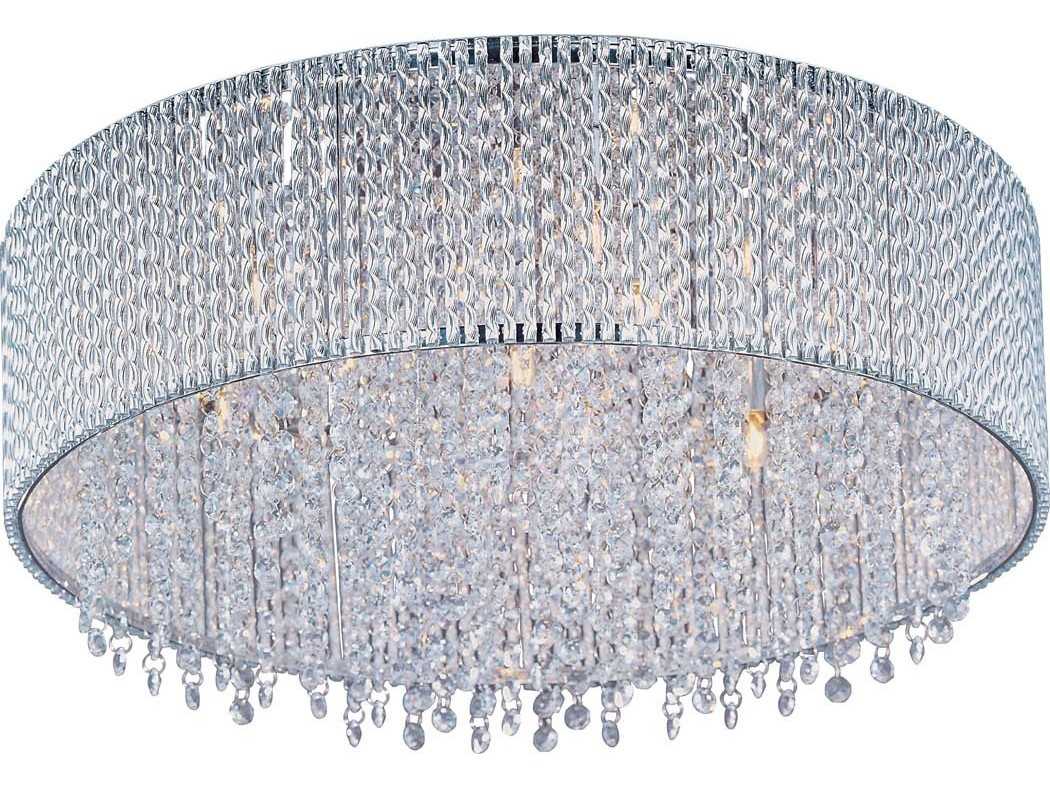 ET2 Spiral 7-Light Polished Chrome Crystal Drum Flush Mount