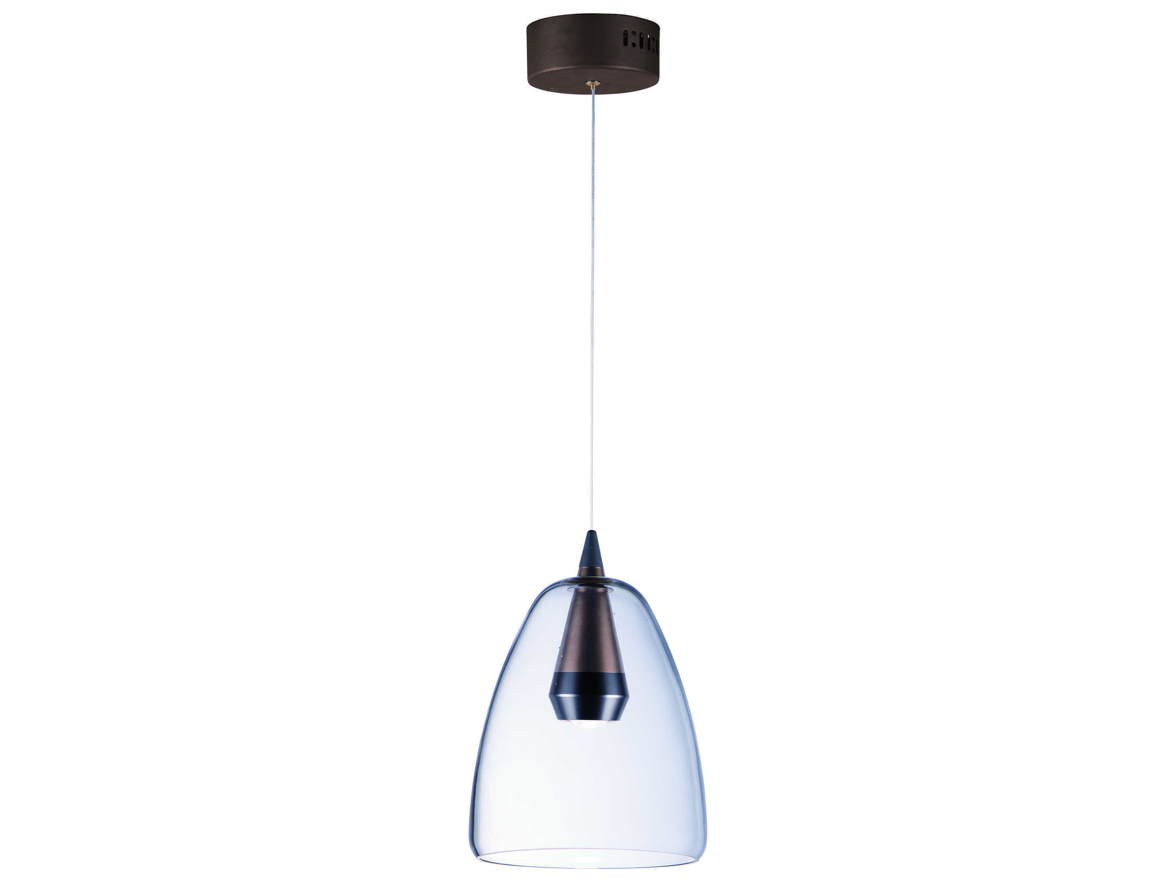 ET2 1-Light Black Coffee Brown Glass LED Bell Mini Pendant