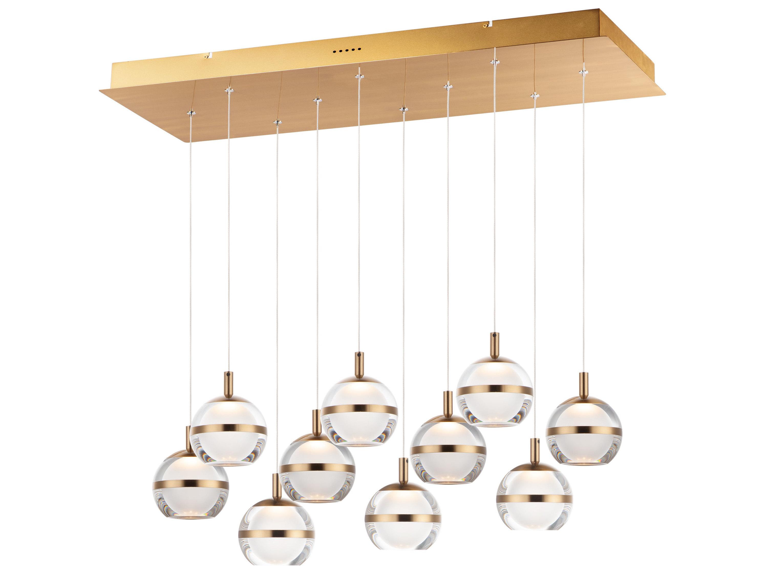 ET2 Swank 10-Light Natural Aged Brass LED Globe Linear Island Pendant