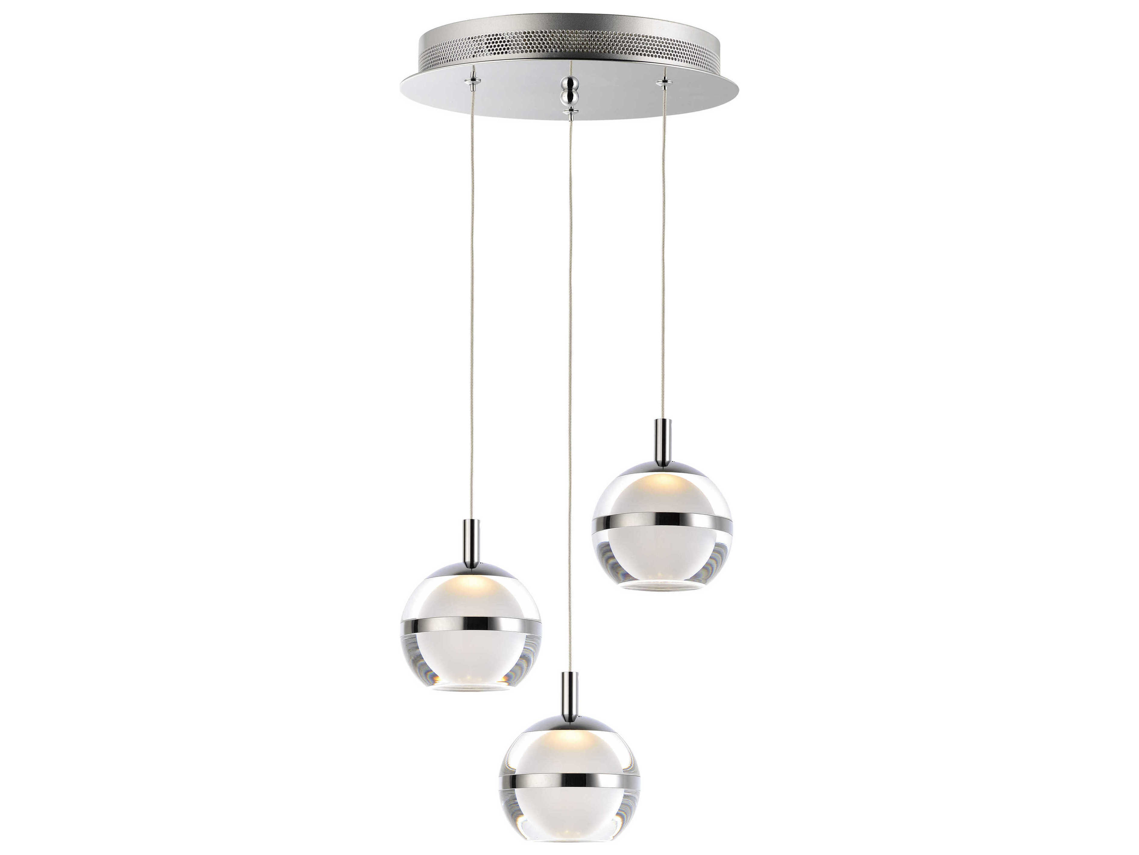 ET2 Swank 3-Light Polished Chrome LED Globe Tiered Mini Pendant