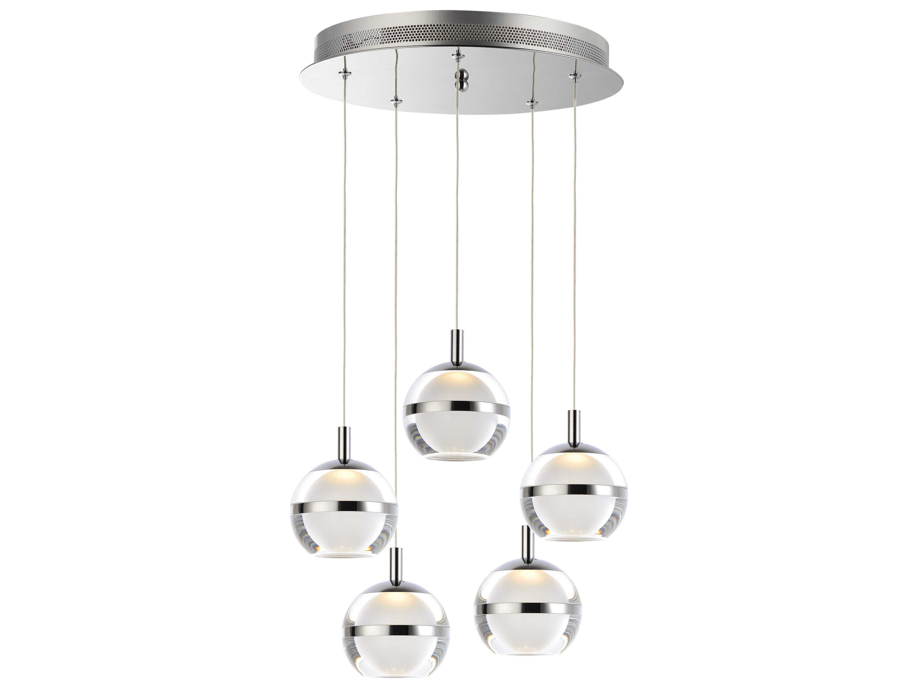 ET2 Swank 5-Light Polished Chrome LED Globe Tiered Pendant