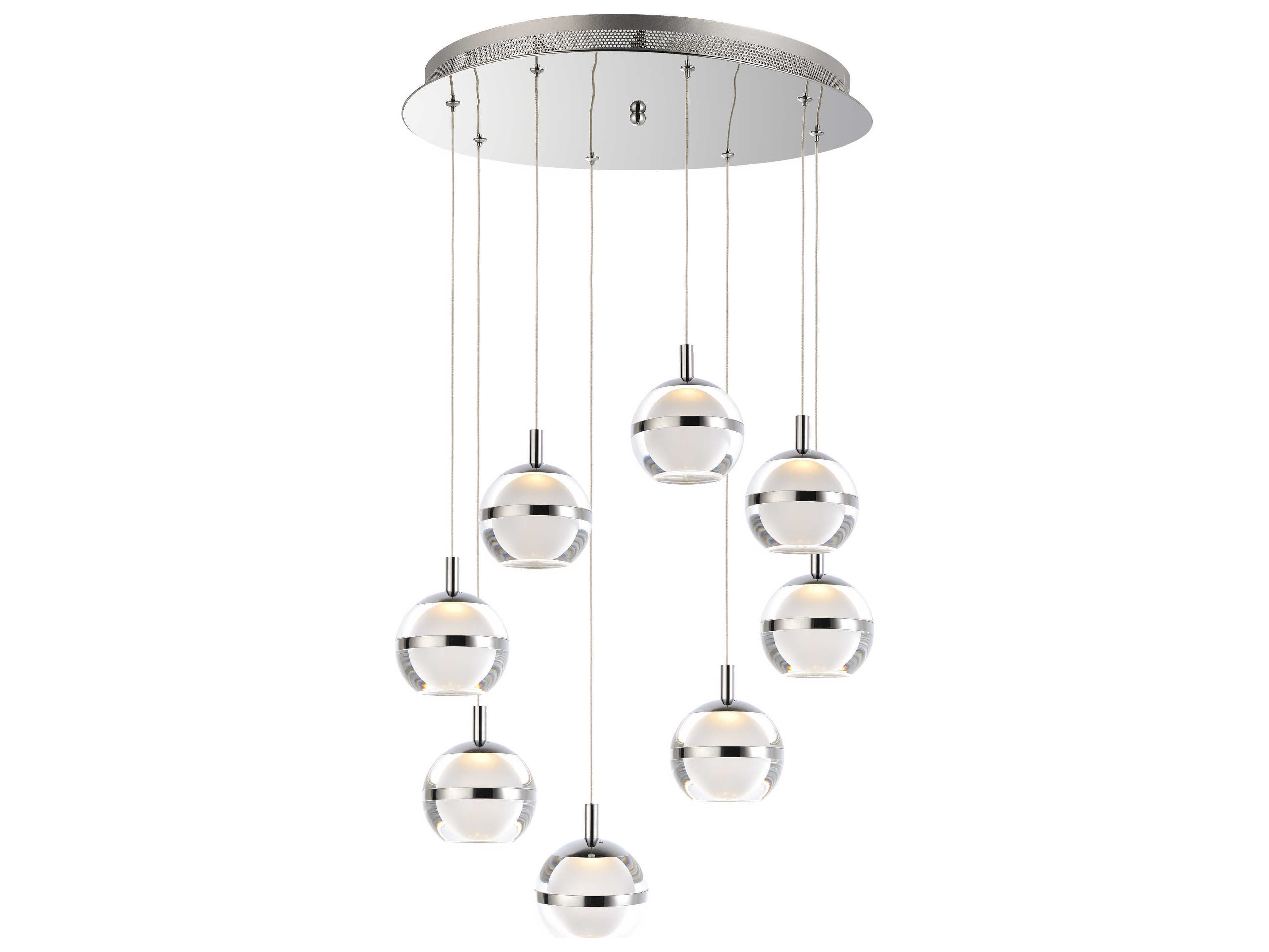 ET2 Swank 8-Light Polished Chrome LED Globe Tiered Pendant