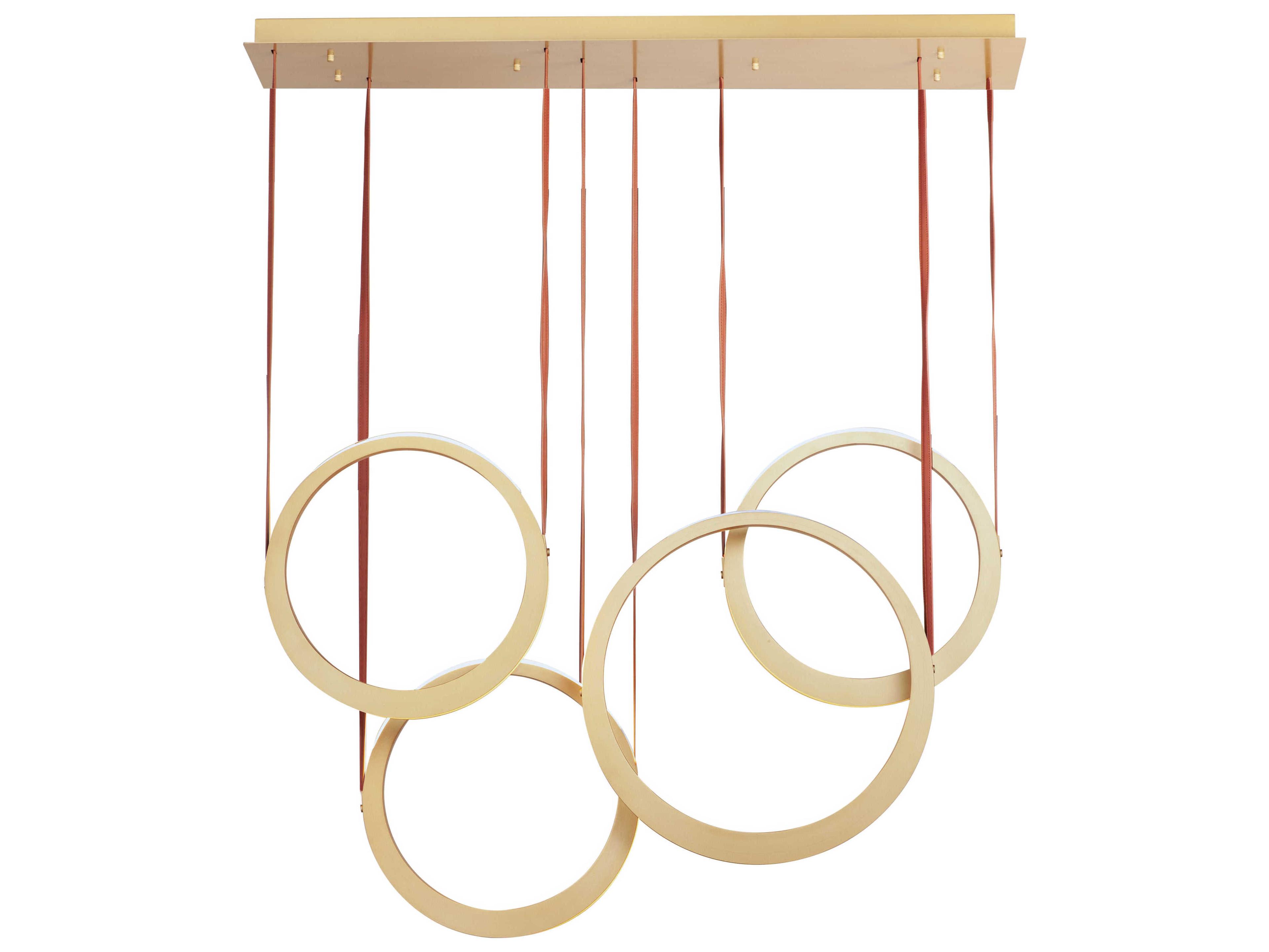 ET2 Tether 4-Light Natural Aged Brass LED Linear Round Island Pendant