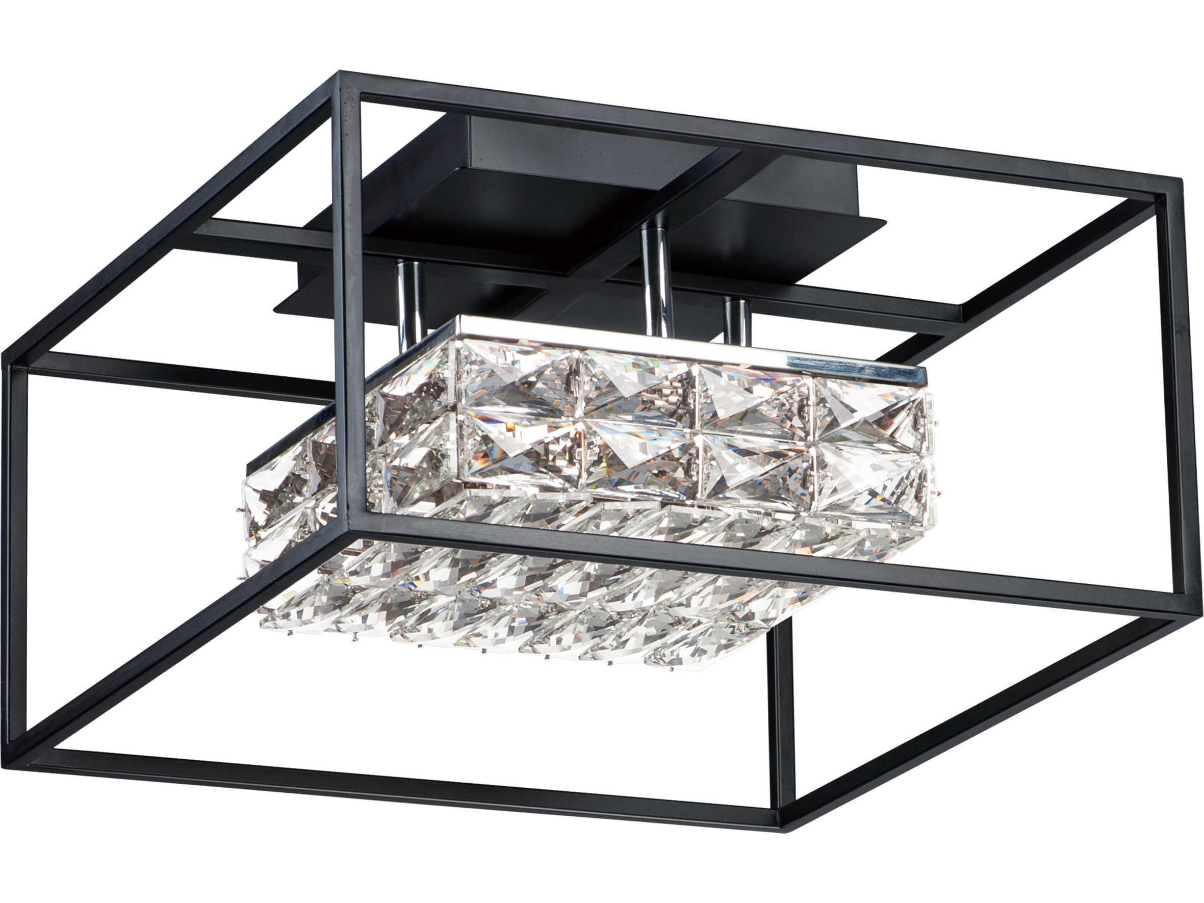 ET2 Zephyr 1-Light Black Crystal LED Geometric Flush Mount