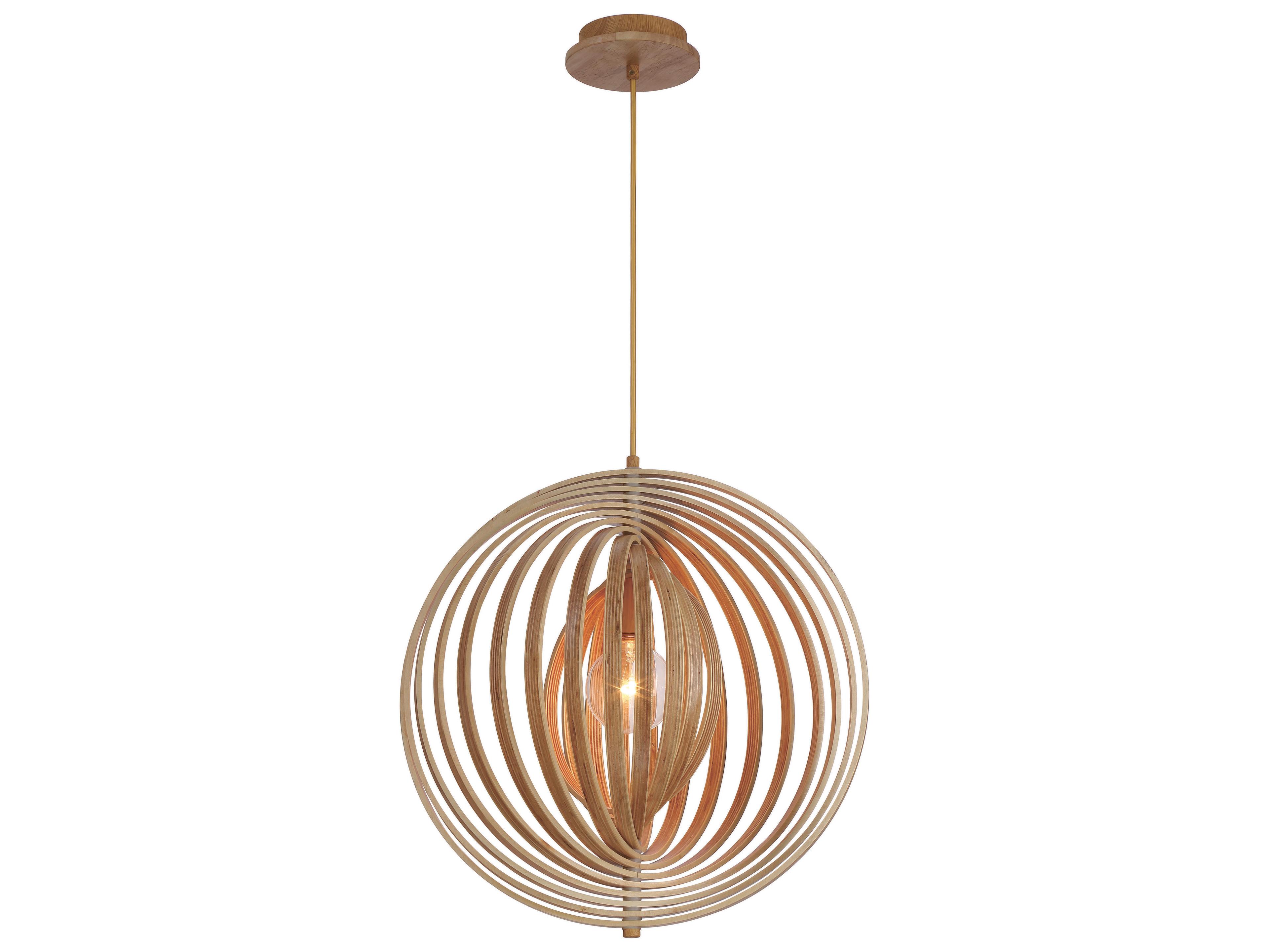 Eurofase Abruzzo 1-Light Wood Brown Globe Pendant