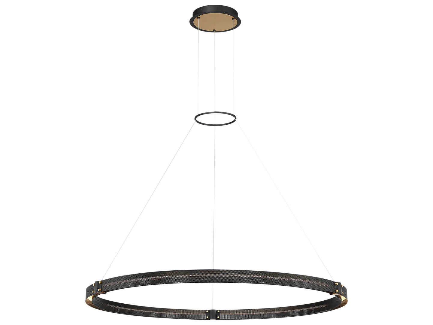 Eurofase Admiral 1-Light Matte Black Gold Painting Glass LED Round Pendant