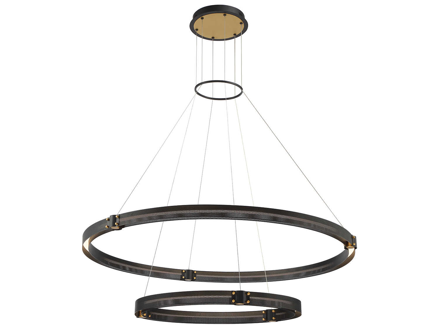 Eurofase Admiral 1-Light Matte Black Gold LED Round Tiered Pendant