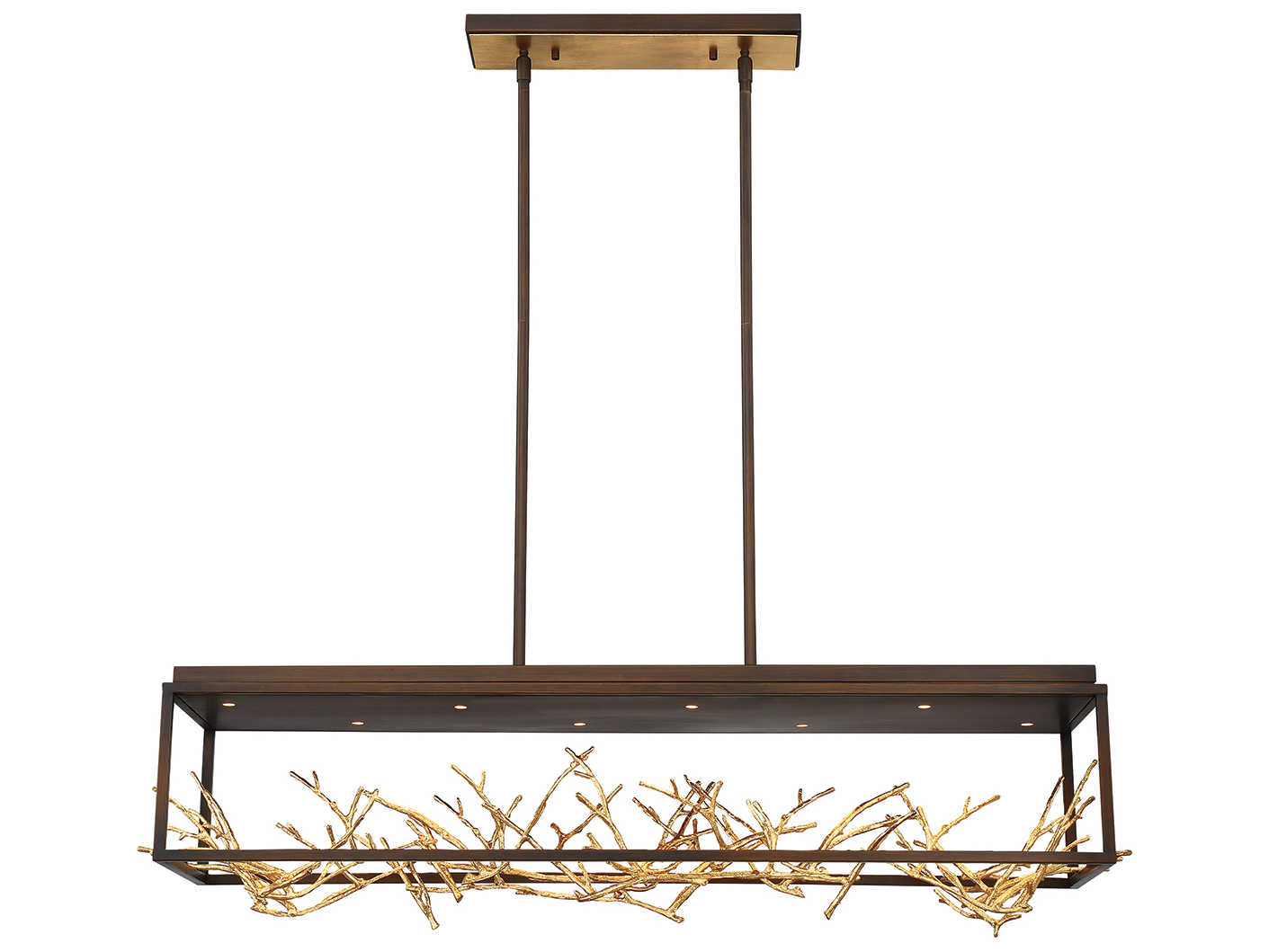 Eurofase Aerie 8-Light Bronze Gold LED Geometric Linear Island Pendant