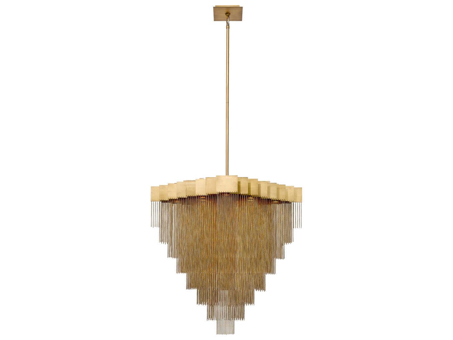 Eurofase Bloomfield 18-Light8-Light Antique Brush Gold Glass LED Geometric Pendant