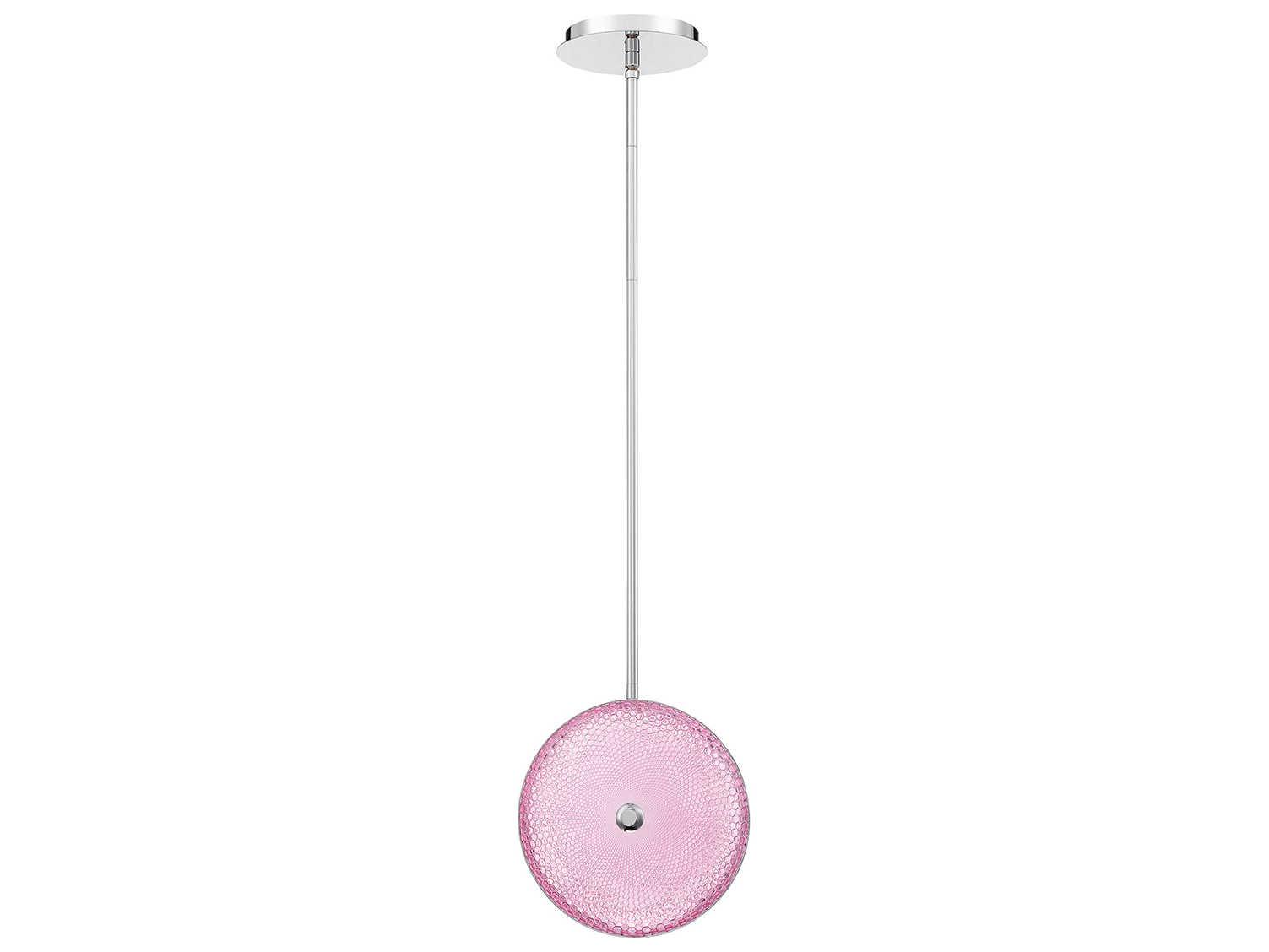 Eurofase Caledonia Chrome Pink Glass LED Round Mini Pendant