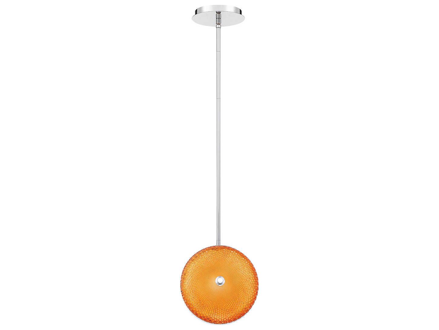 Eurofase Caledonia Chrome Orange Glass LED Round Mini Pendant