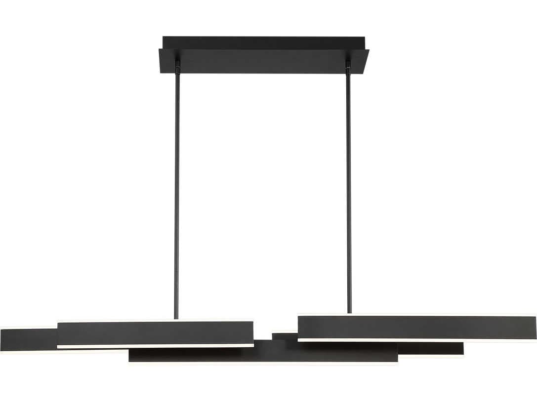 Eurofase Cameno 1-Light Matte Black LED Geometric Linear Island Pendant