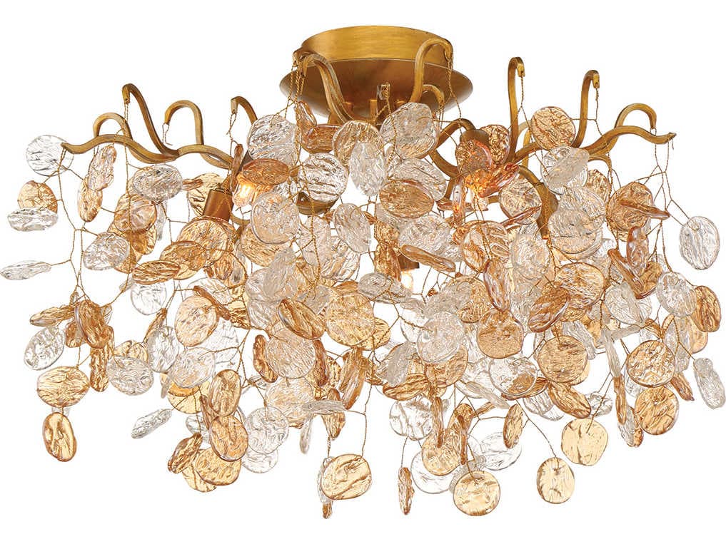 Eurofase Campobasso 5-Light Antique Gold Glass Semi Flush Mount
