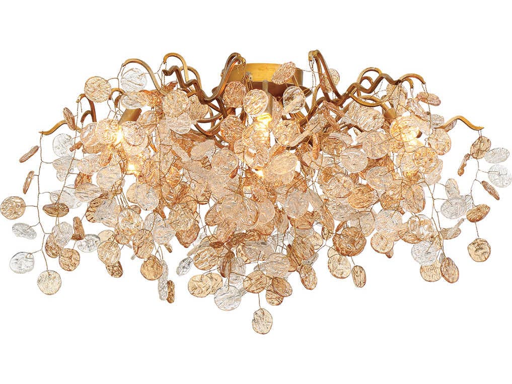 Eurofase Campobasso 7-Light Antique Gold Glass Semi Flush Mount