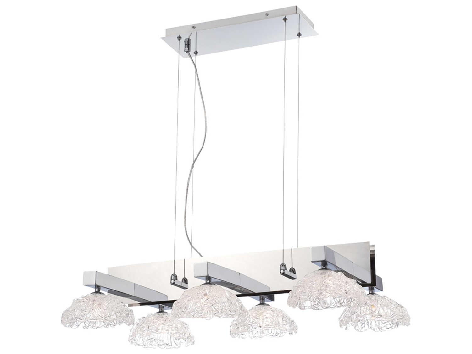 Eurofase Caramico 6-Light Chrome Glass Dome Linear Island Pendant
