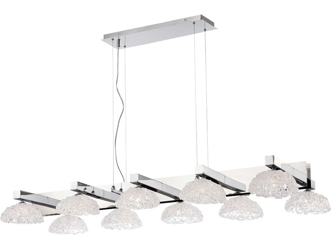 Eurofase Caramico 10-Light Chrome Glass Dome Linear Island Pendant
