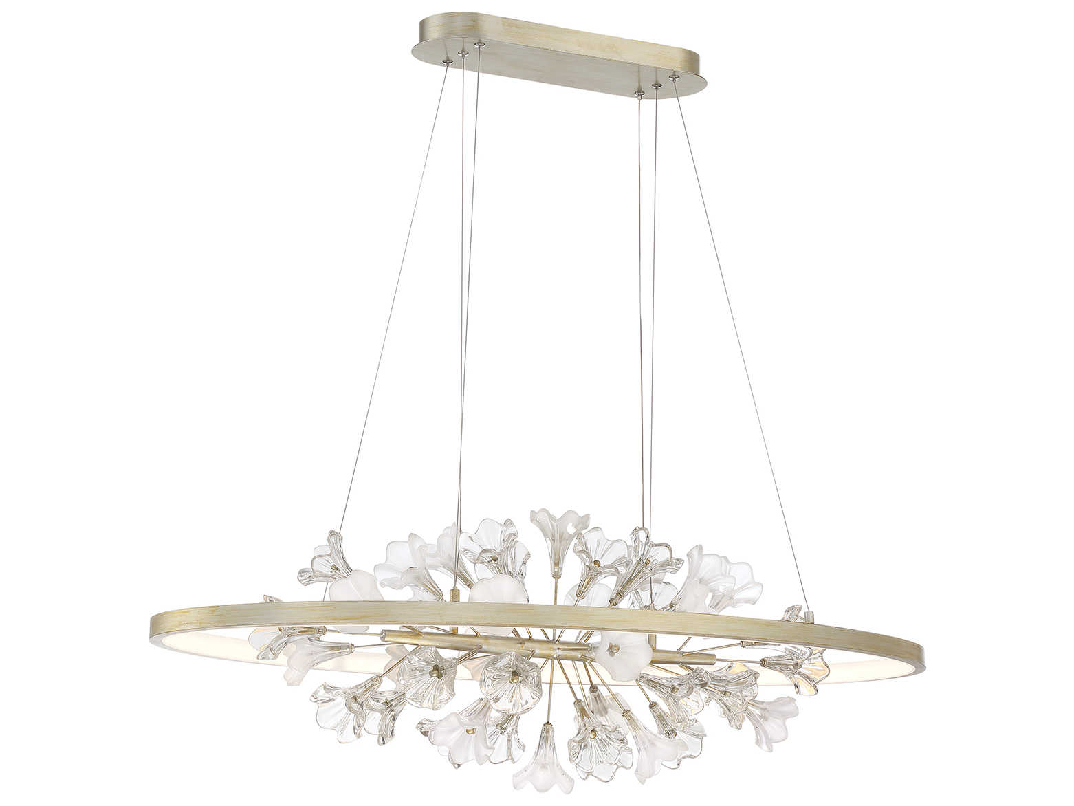 Eurofase Clayton Silver With Brushed Gold Glass LED Round Island Pendant
