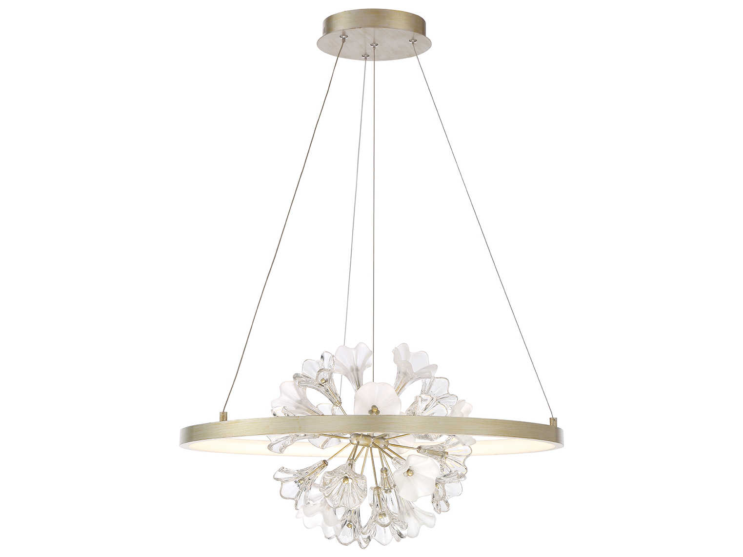 Eurofase Clayton 1-Light Silver With Brushed Gold Glass LED Round Pendant