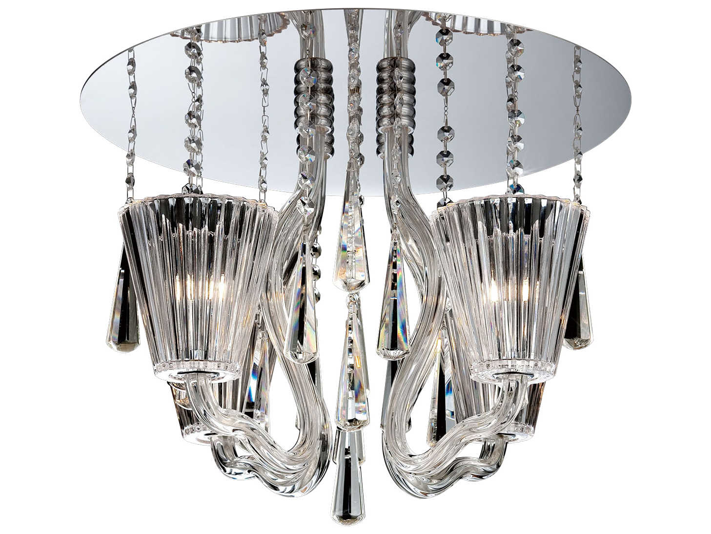 Eurofase Corato 4-Light Chrome Crystal Glass Semi Flush Mount
