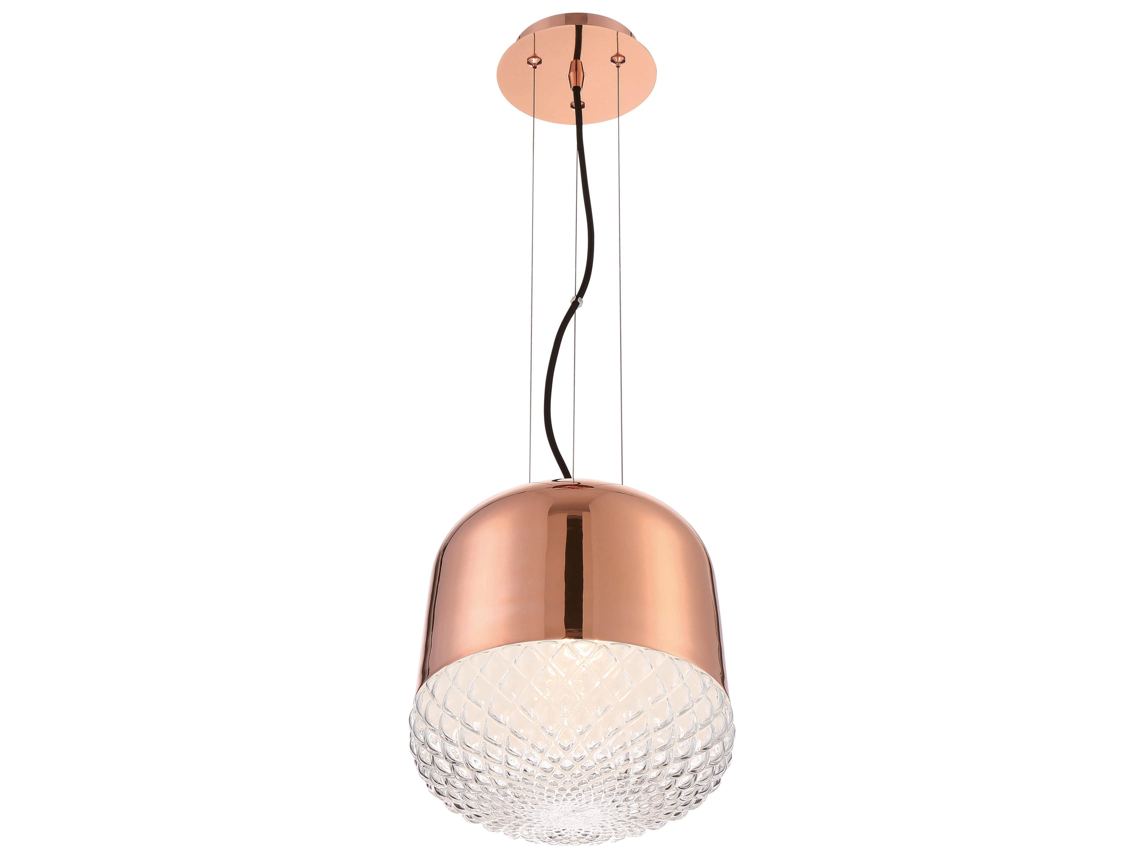Eurofase Corson 1-Light Rose Gold Pink Glass Mini Pendant