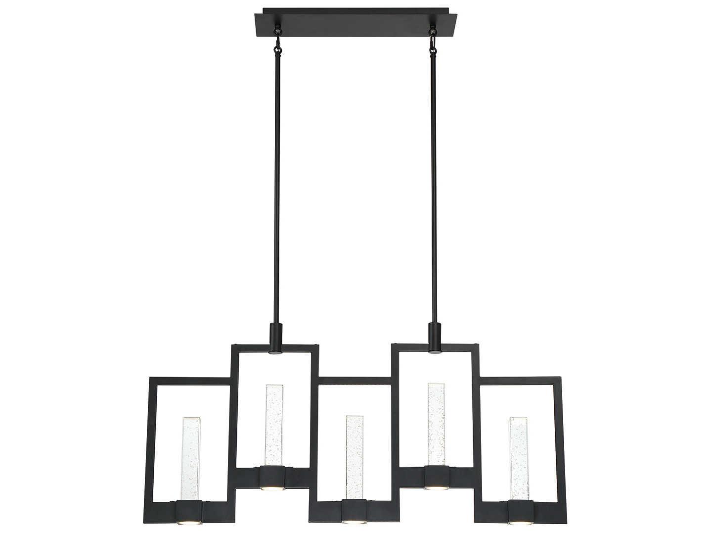 Eurofase Hanson 10-Light Black Glass LED Cylinder Geometric Island Pendant