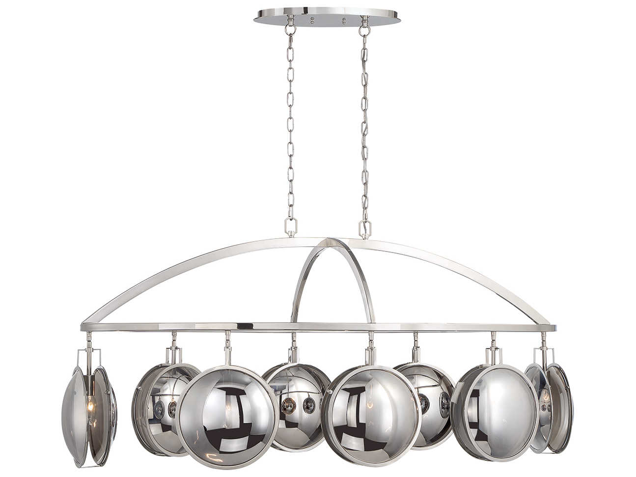 Eurofase Havendale 8-Light Polished Nickel Glass Linear Round Island Pendant