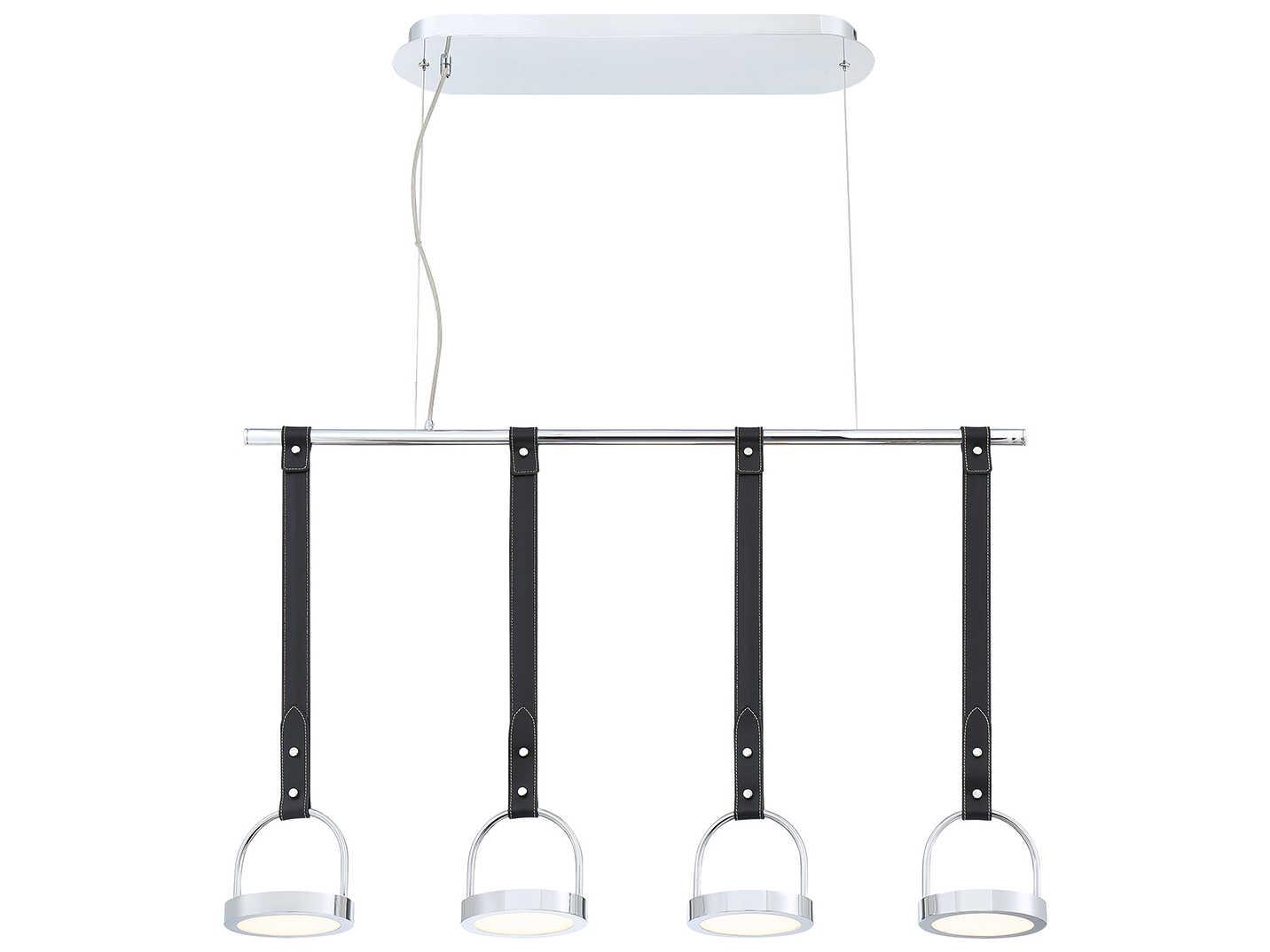 Eurofase Lappin 4-Light Chrome LED Linear Round Island Pendant