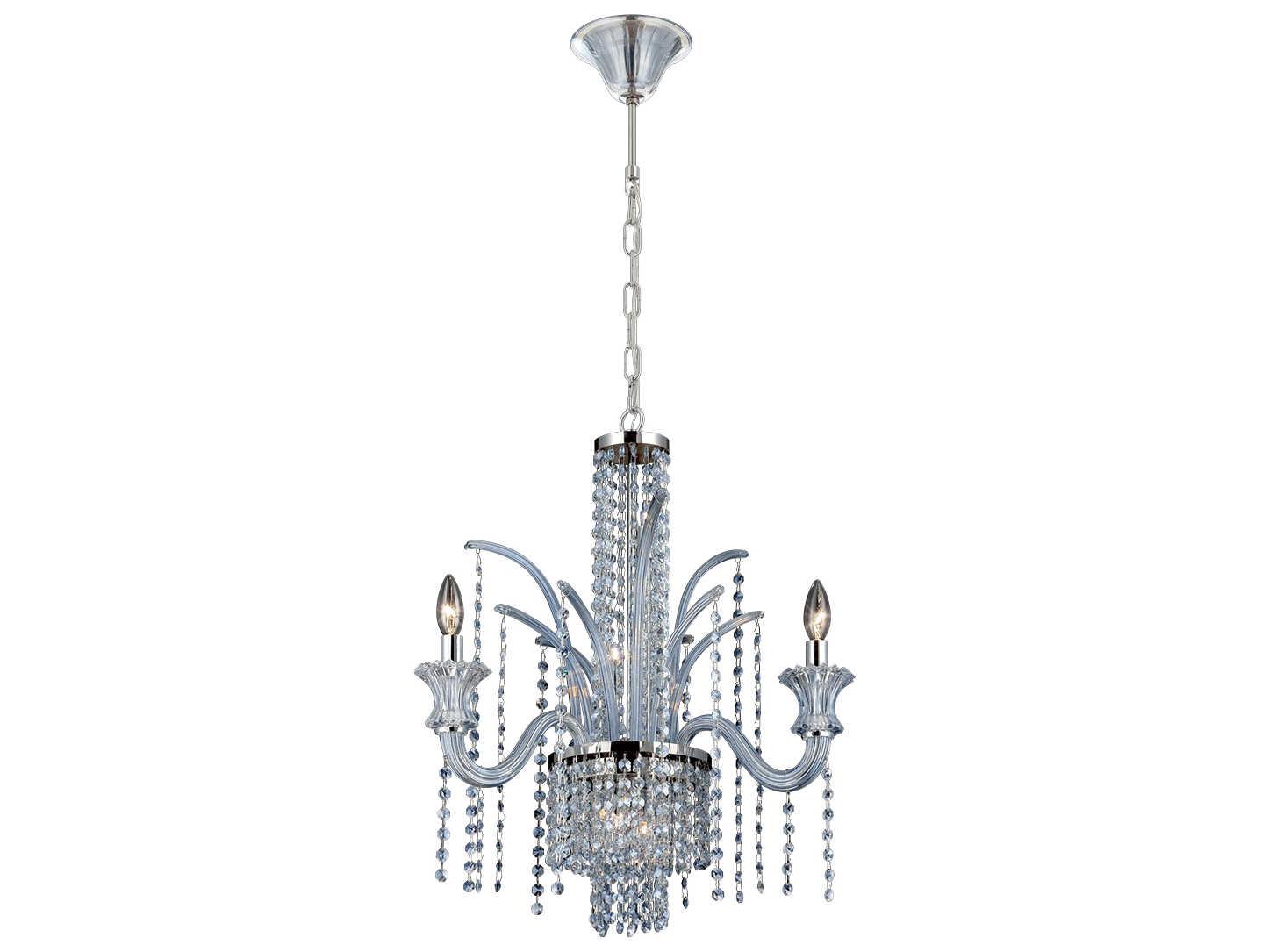 Eurofase Nava 3-Light Chrome Crystal Glass Candelabra Chandelier