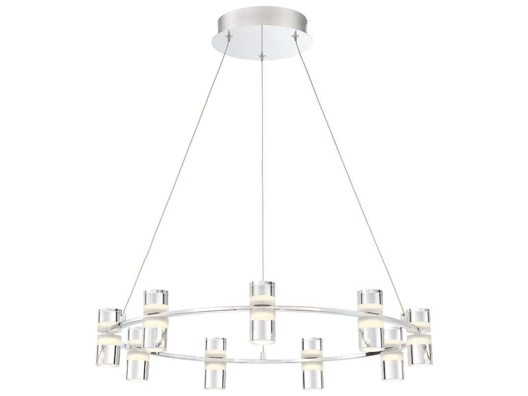Eurofase Netto 9-Light Chrome LED Cylinder Round Chandelier