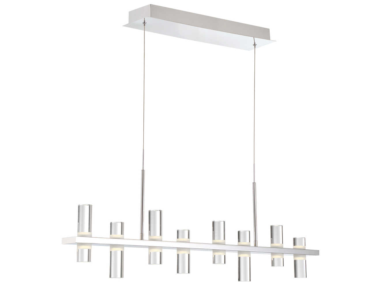 Eurofase Netto 8-Light Chrome LED Cylinder Linear Island Pendant