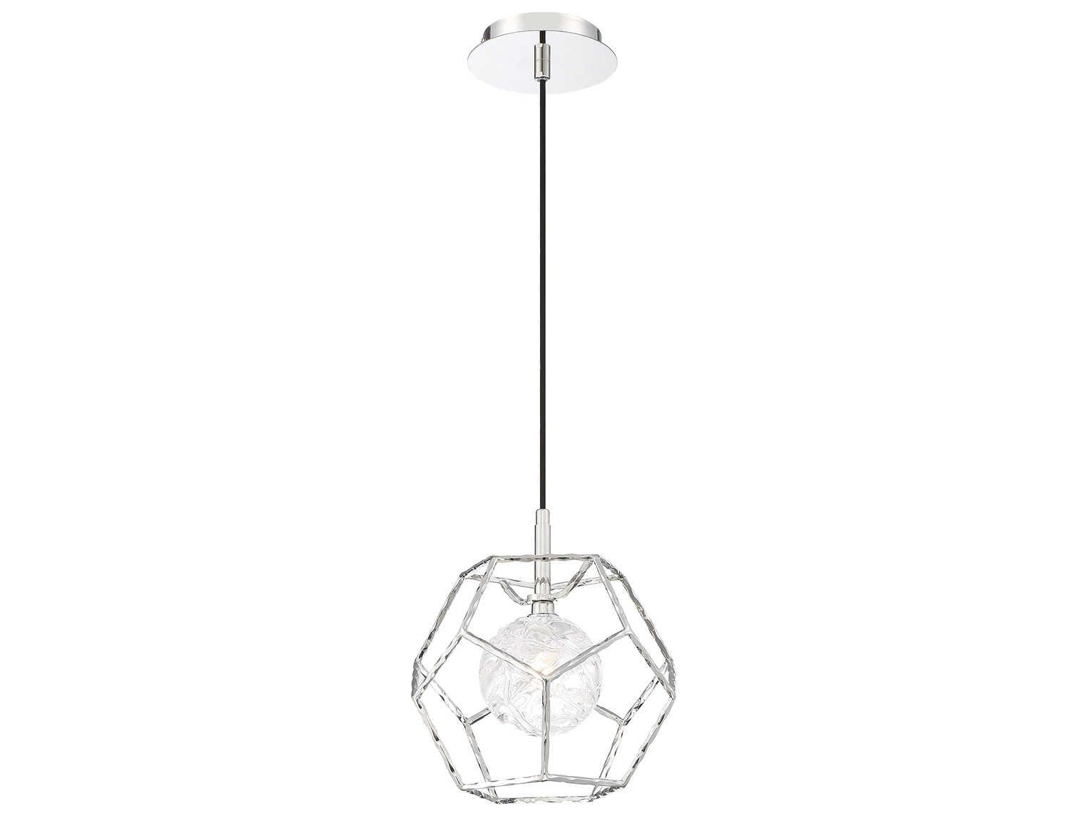 Eurofase Norway 1-Light Chrome Glass LED Globe Geometric Mini Pendant