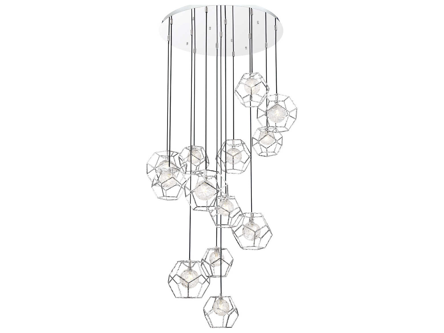 Eurofase Norway 13-Light Chrome Glass LED Globe Geometric Pendant