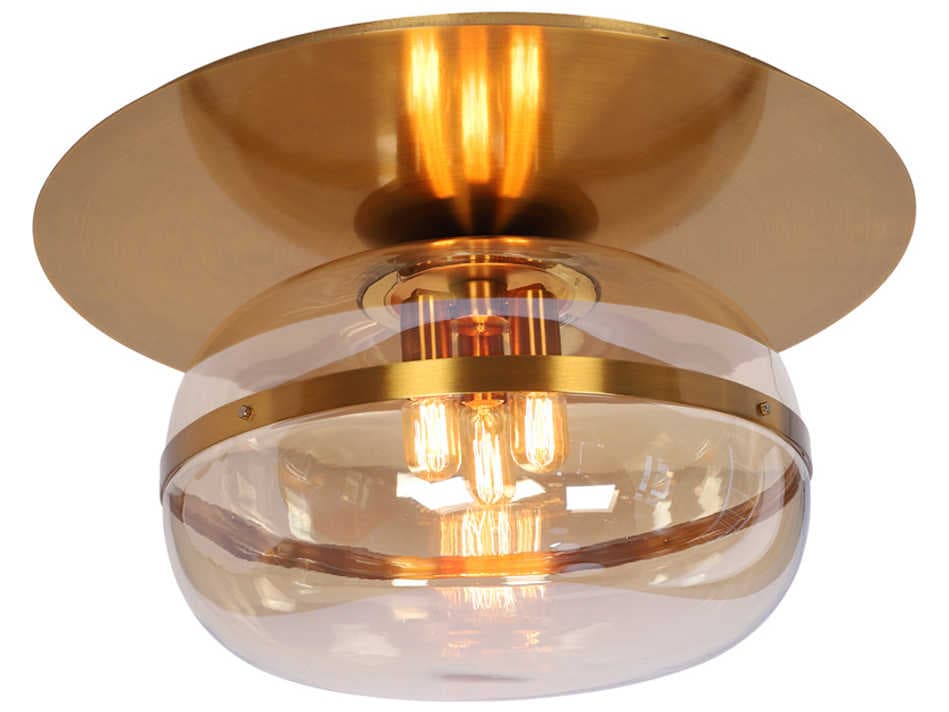Eurofase Nottingham 3-Light Ancient Brass Glass Globe Flush Mount