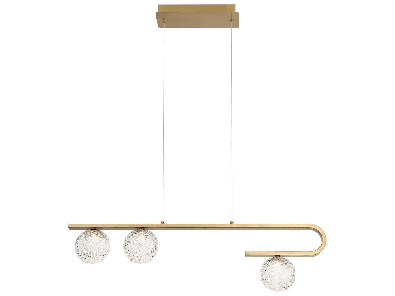 Eurofase Phillimore 3-Light Brushed Gold Glass LED Globe Linear Island Pendant