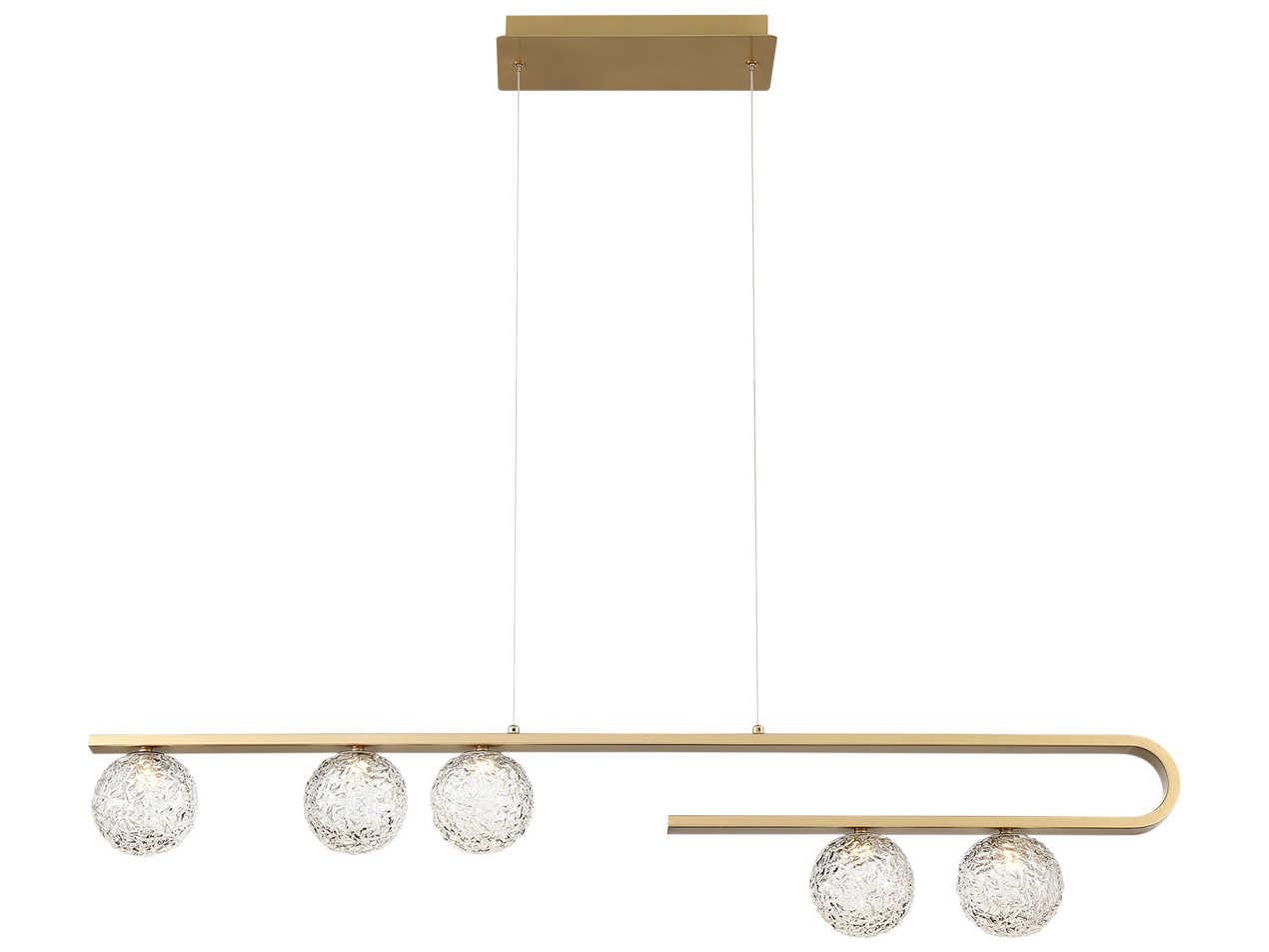 Eurofase Phillimore 5-Light Brushed Gold Glass LED Globe Linear Island Pendant