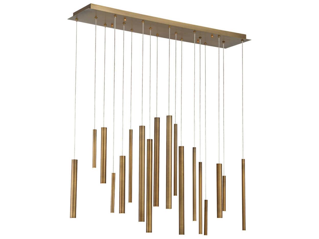 Eurofase Santana 18-Light8-Light Antique Brass LED Cylinder Linear Island Pendant