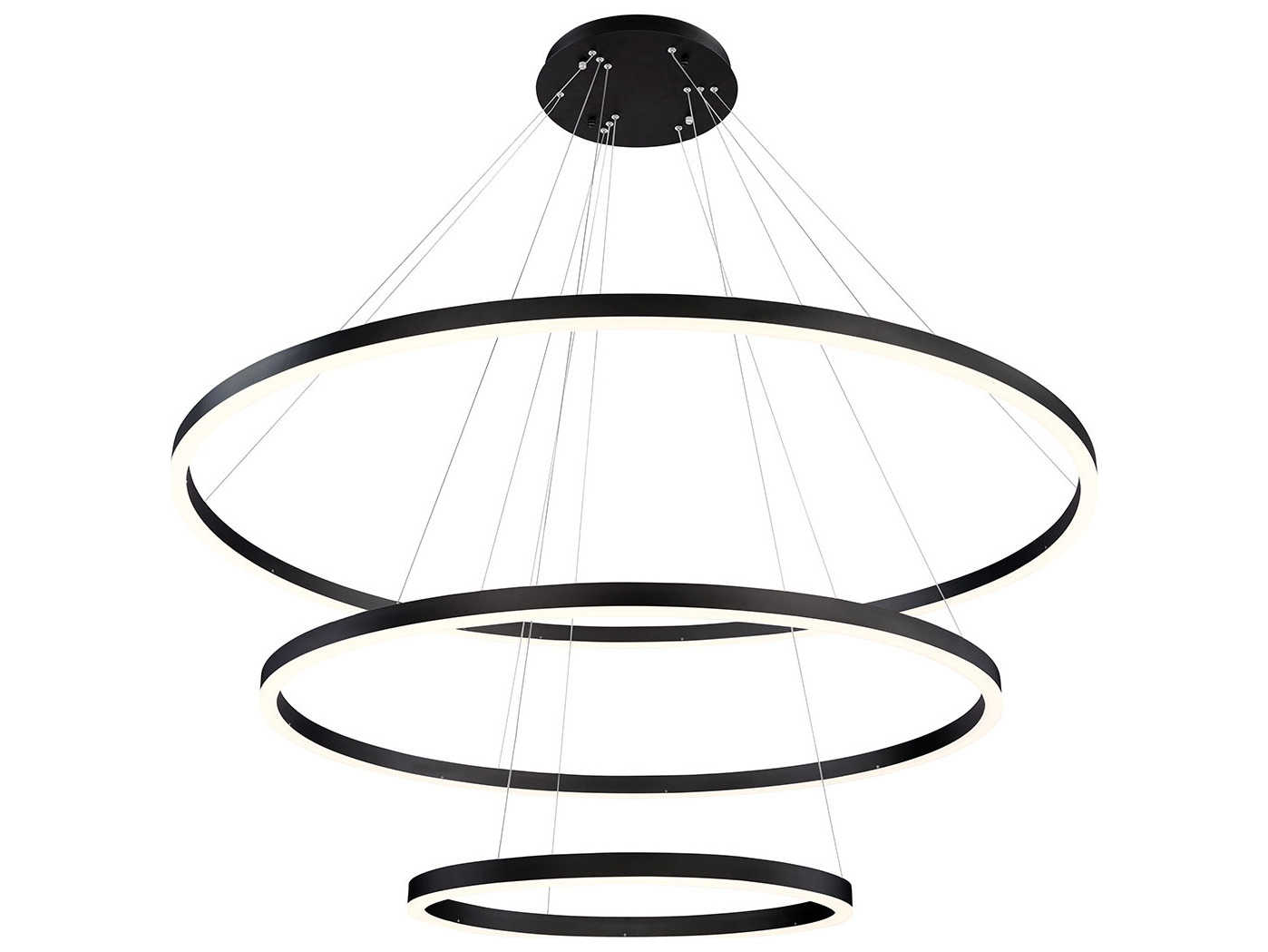 Eurofase Spunto 3-Light Matte Black LED Round Tiered Pendant