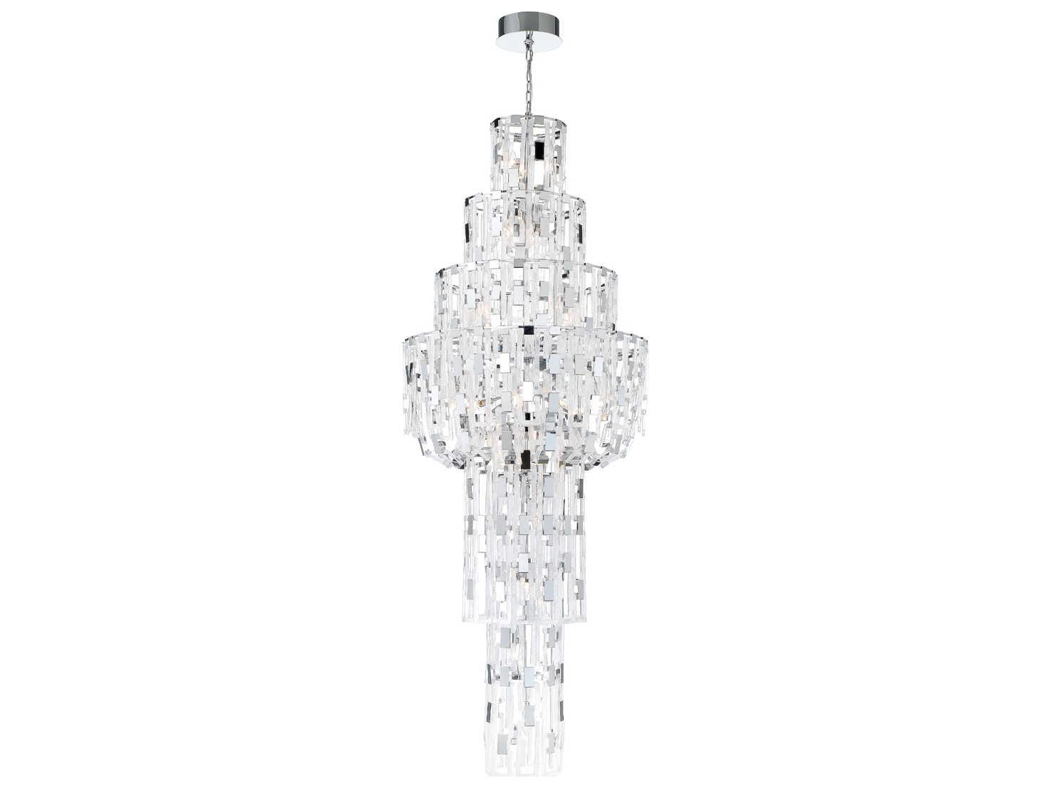 Eurofase Viviana 26-Light Chrome Glass Tiered Chandelier