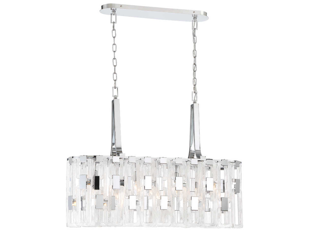 Eurofase Viviana 7-Light Chrome Glass Linear Island Pendant