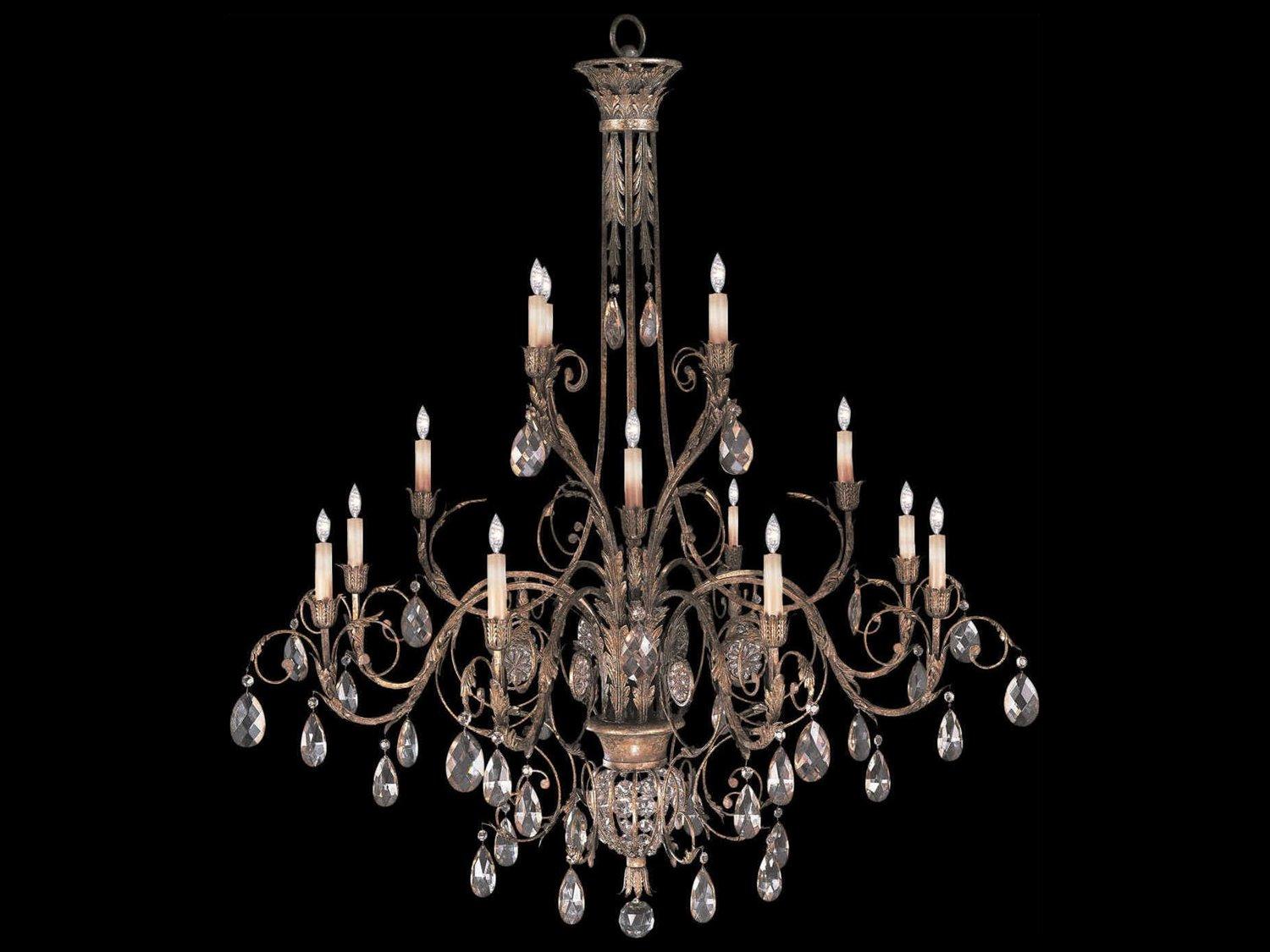 Fine Art Handcrafted Lighting A Midsummer Nights Dream 16-Light Gold Brown Crystal Candelabra Tiered Chandelier