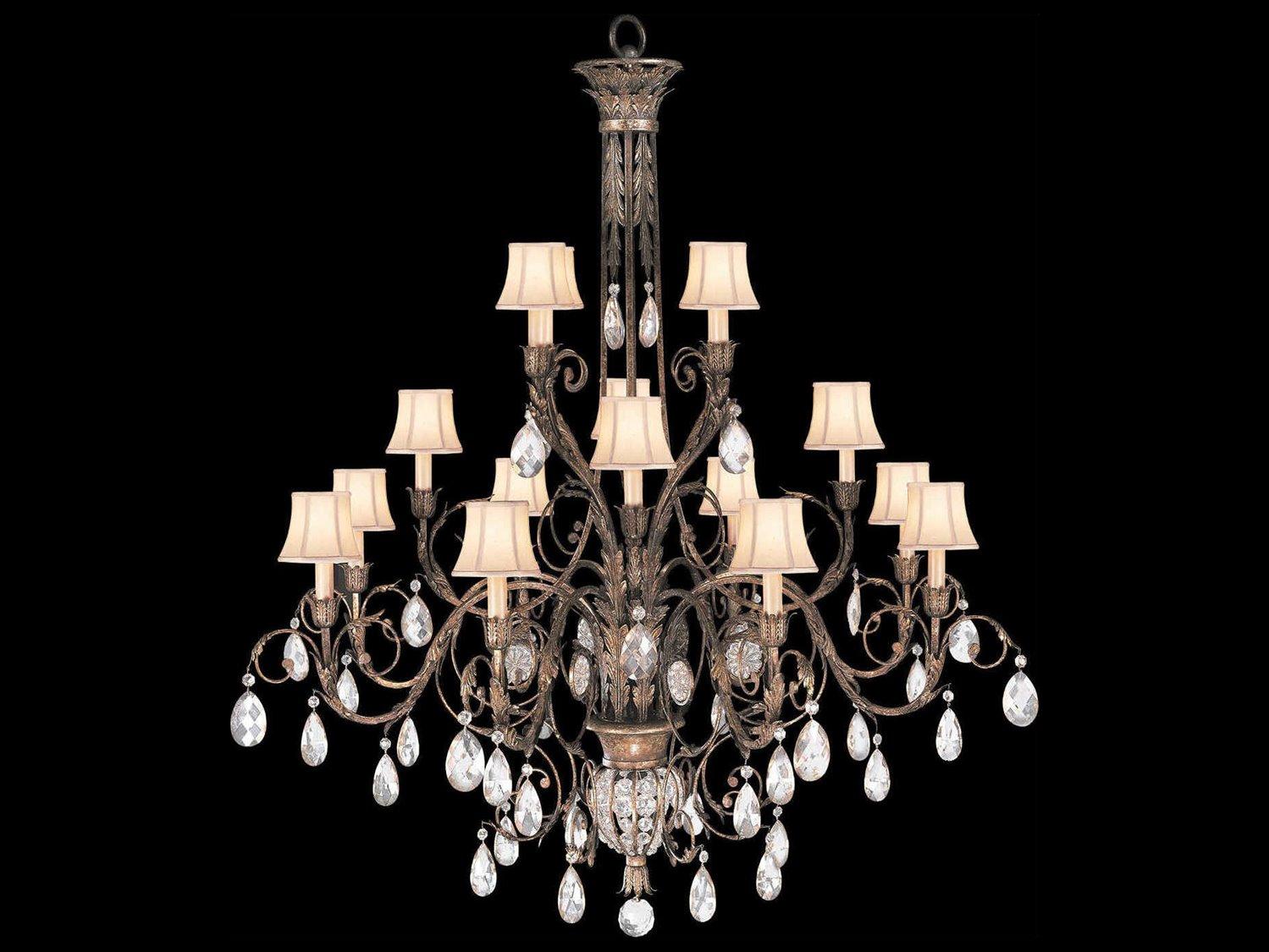 Fine Art Handcrafted Lighting A Midsummer Nights Dream 16-Light Gold Brown Crystal Candelabra Empire Chandelier