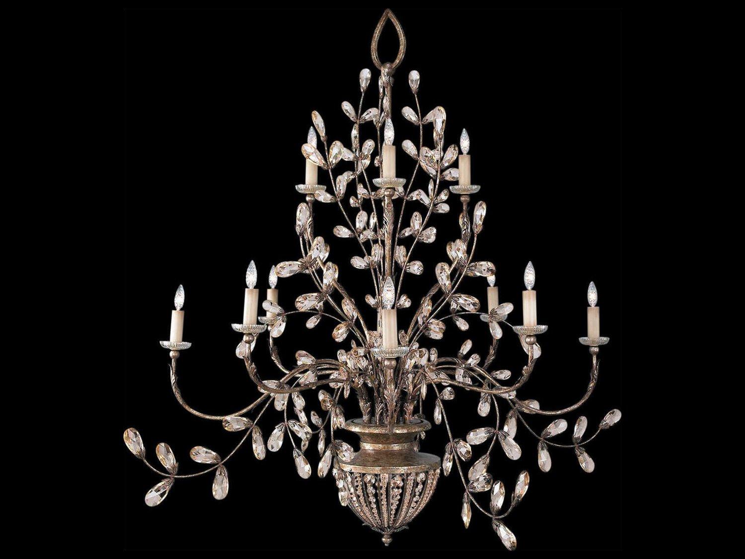 Fine Art Handcrafted Lighting A Midsummer Nights Dream 12-Light Gold Brown Crystal Candelabra Tiered Chandelier
