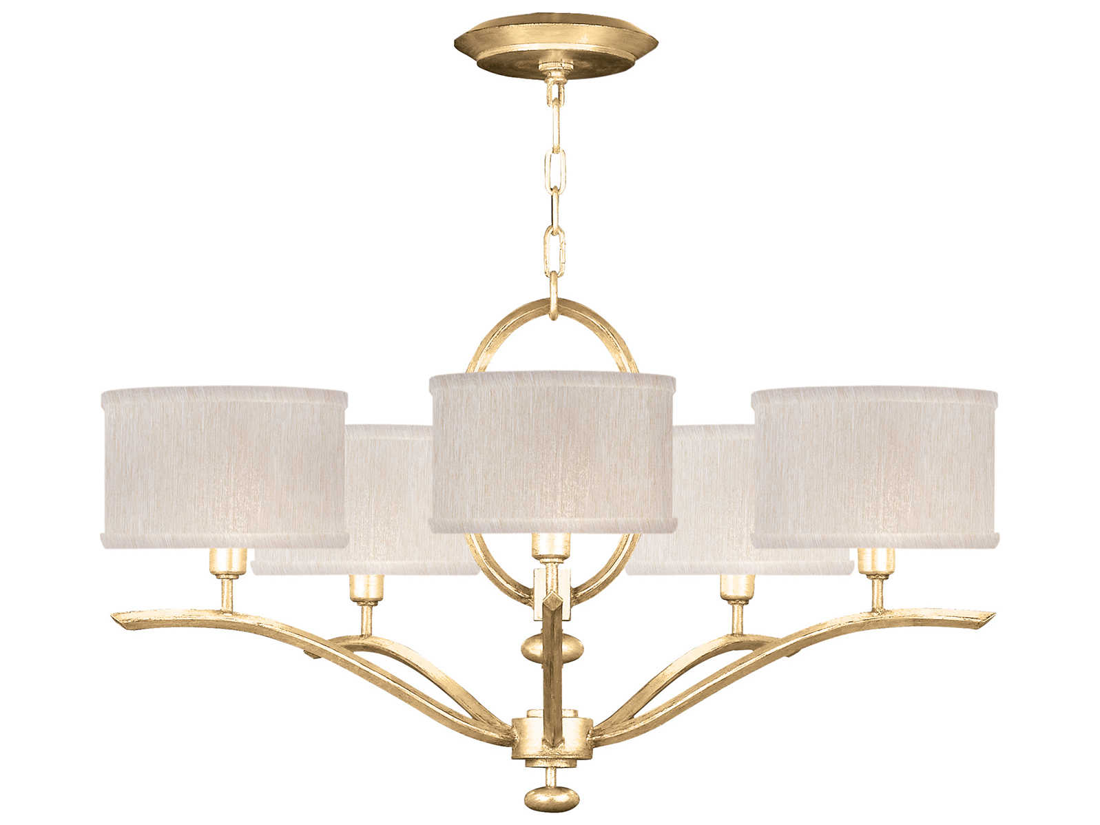 Fine Art Handcrafted Lighting Allegretto 5-Light Gold Leaf Drum Chandelier