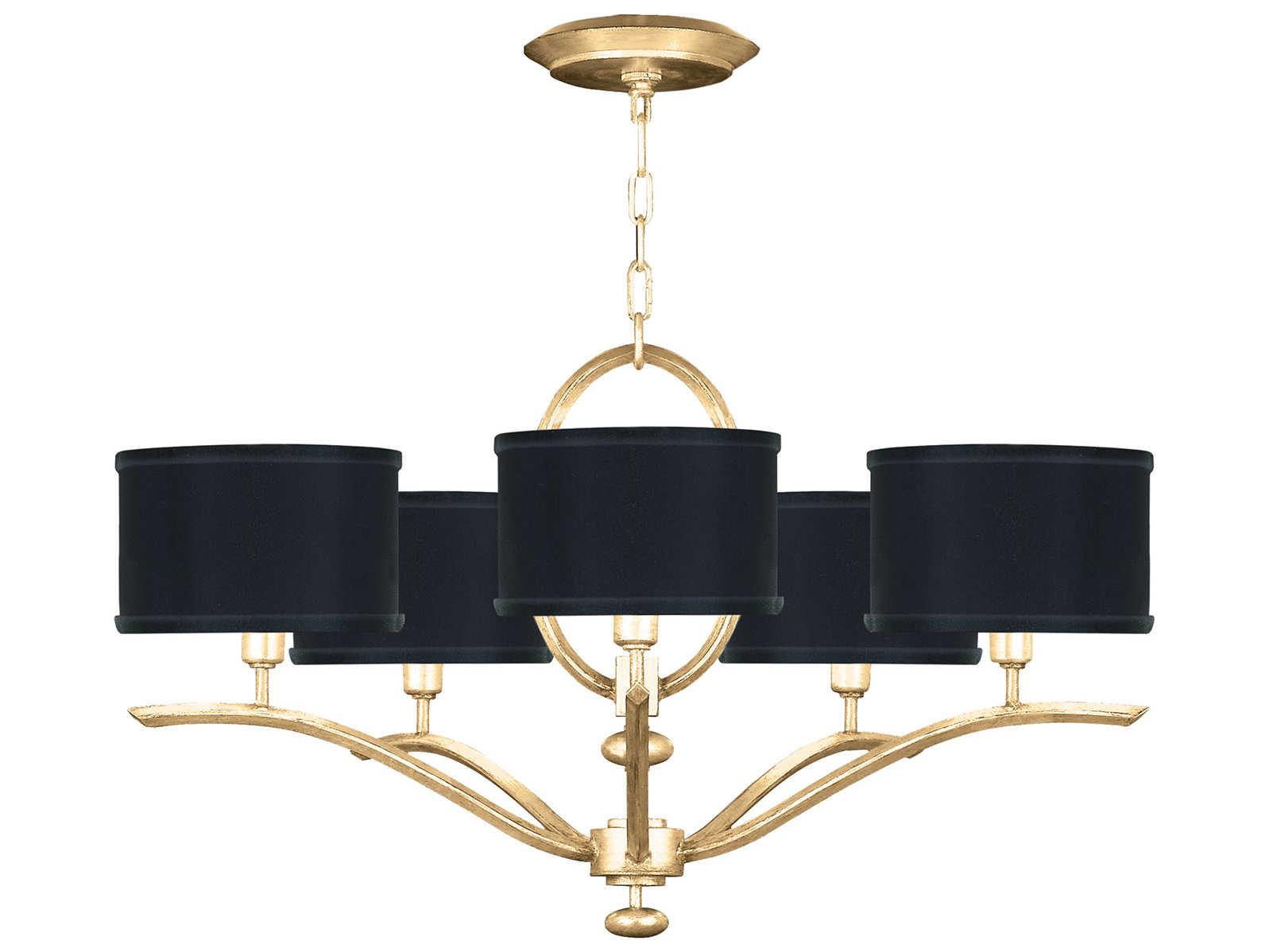 Fine Art Handcrafted Lighting Allegretto 5-Light Gold Leaf Drum Chandelier