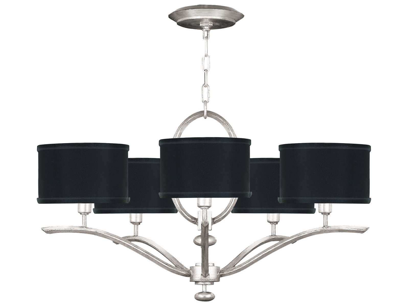 Fine Art Handcrafted Lighting Allegretto 5-Light Silver Leaf Drum Tiered Chandelier